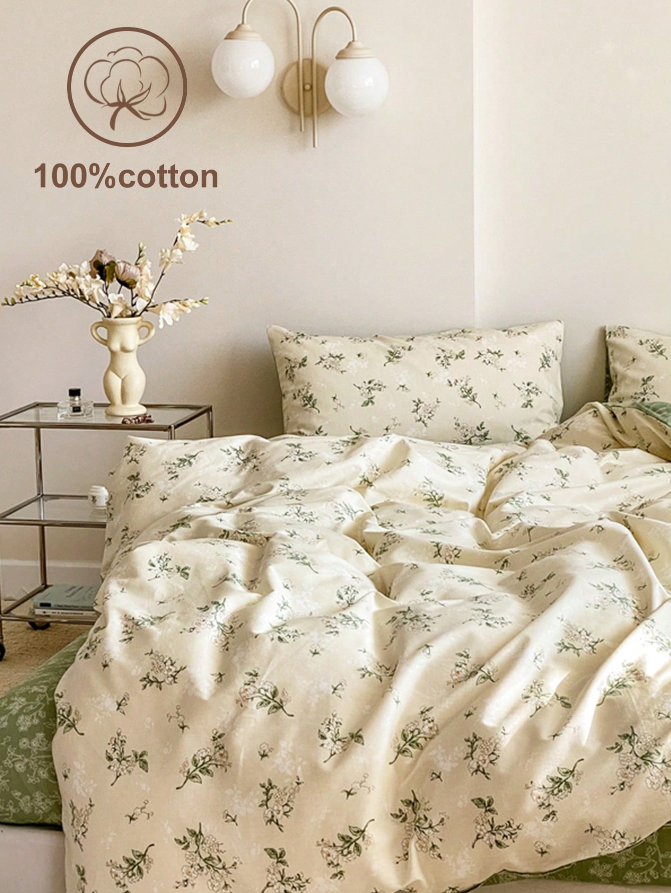 3pcs Ditsy Ditsy Floral Comfortable All-Season Duvet Cover Set