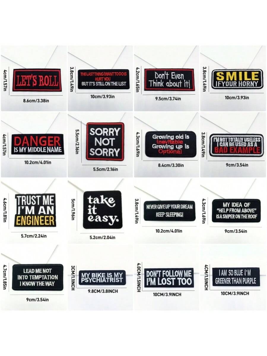 32pcs Embroidered Iron On Patches With Motivational Slogans - Assorted Funny Sayings Applique Badges For Clothing And Accessories DIY Decoration