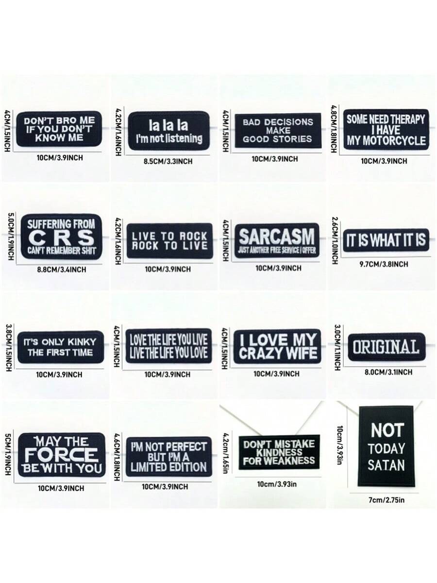 32pcs Embroidered Iron On Patches With Motivational Slogans - Assorted Funny Sayings Applique Badges For Clothing And Accessories DIY Decoration