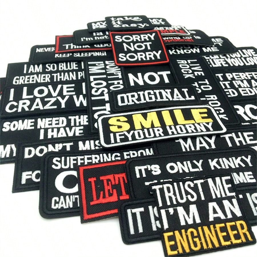 32pcs Embroidered Iron On Patches With Motivational Slogans - Assorted Funny Sayings Applique Badges For Clothing And Accessories DIY Decoration