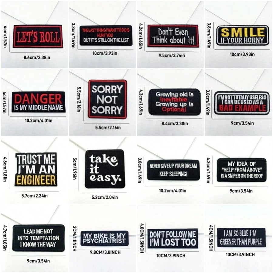 32pcs Embroidered Iron On Patches With Motivational Slogans - Assorted Funny Sayings Applique Badges For Clothing And Accessories DIY Decoration