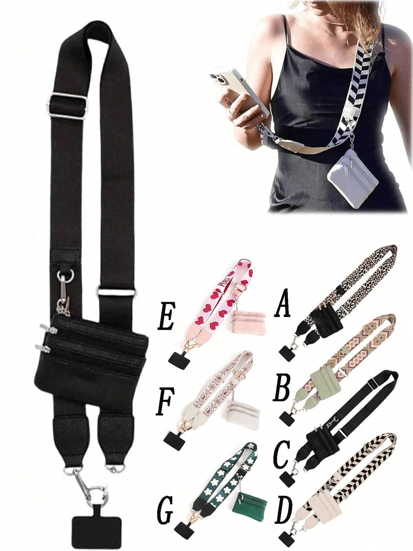 Phone Strap With Zippered Pouch, Clip And Go Strap For Phone, Cross Body Phone String With Zipper Wallet Pouch, Phone Strap Crossbody, The Perfect Companion For The Outdoors, Perfect For Both Ladies And Men