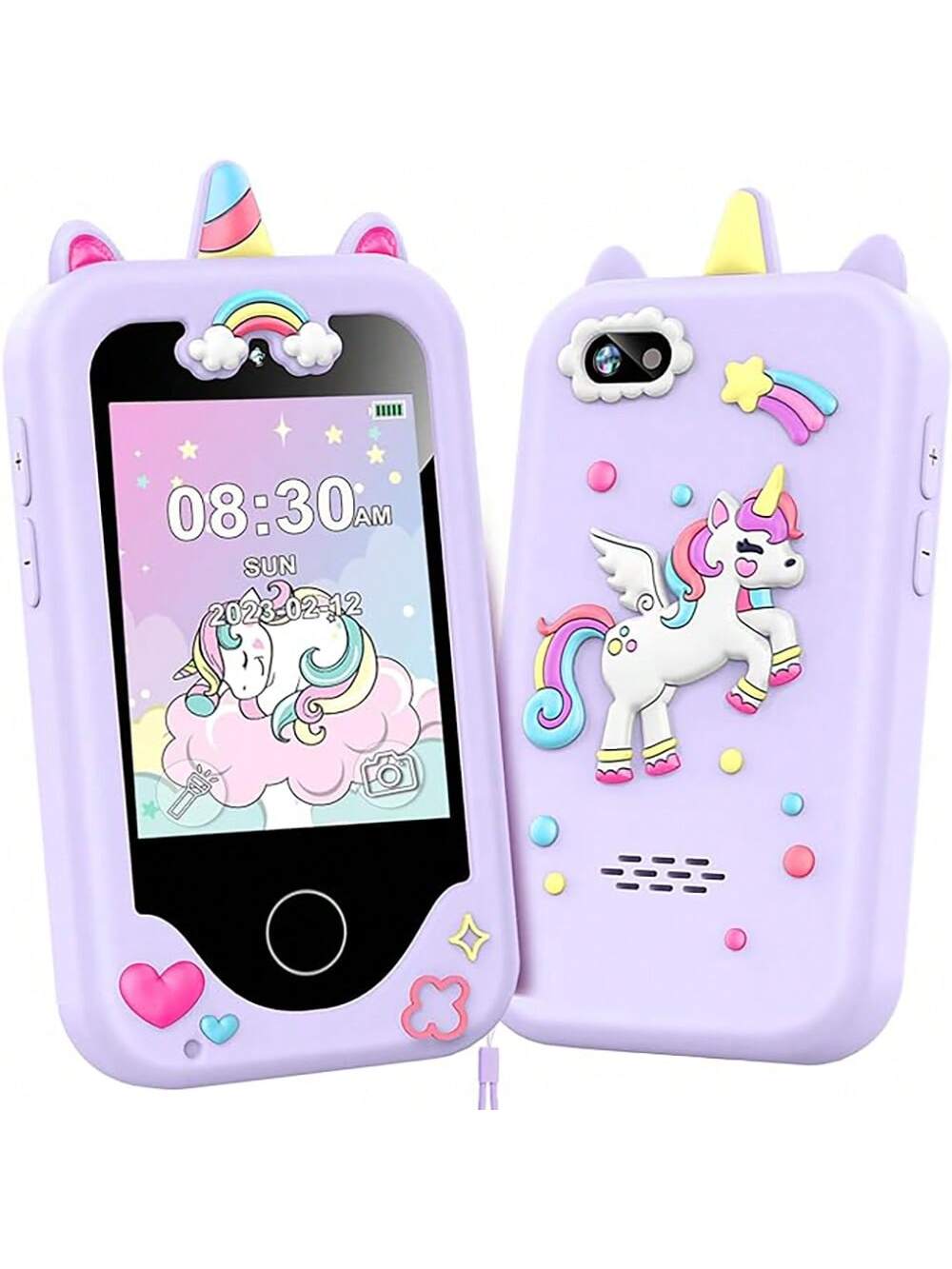 Christmas Decoration Kids Smart Phone For Girls Unicorns Gifts For Girls Toys 8-10 Years Old Phone Touchscreen Learning Toy Christmas Birthday Gifts For 3 4 5 6 7 8 9 Year Old Girls With 512MB SD Card