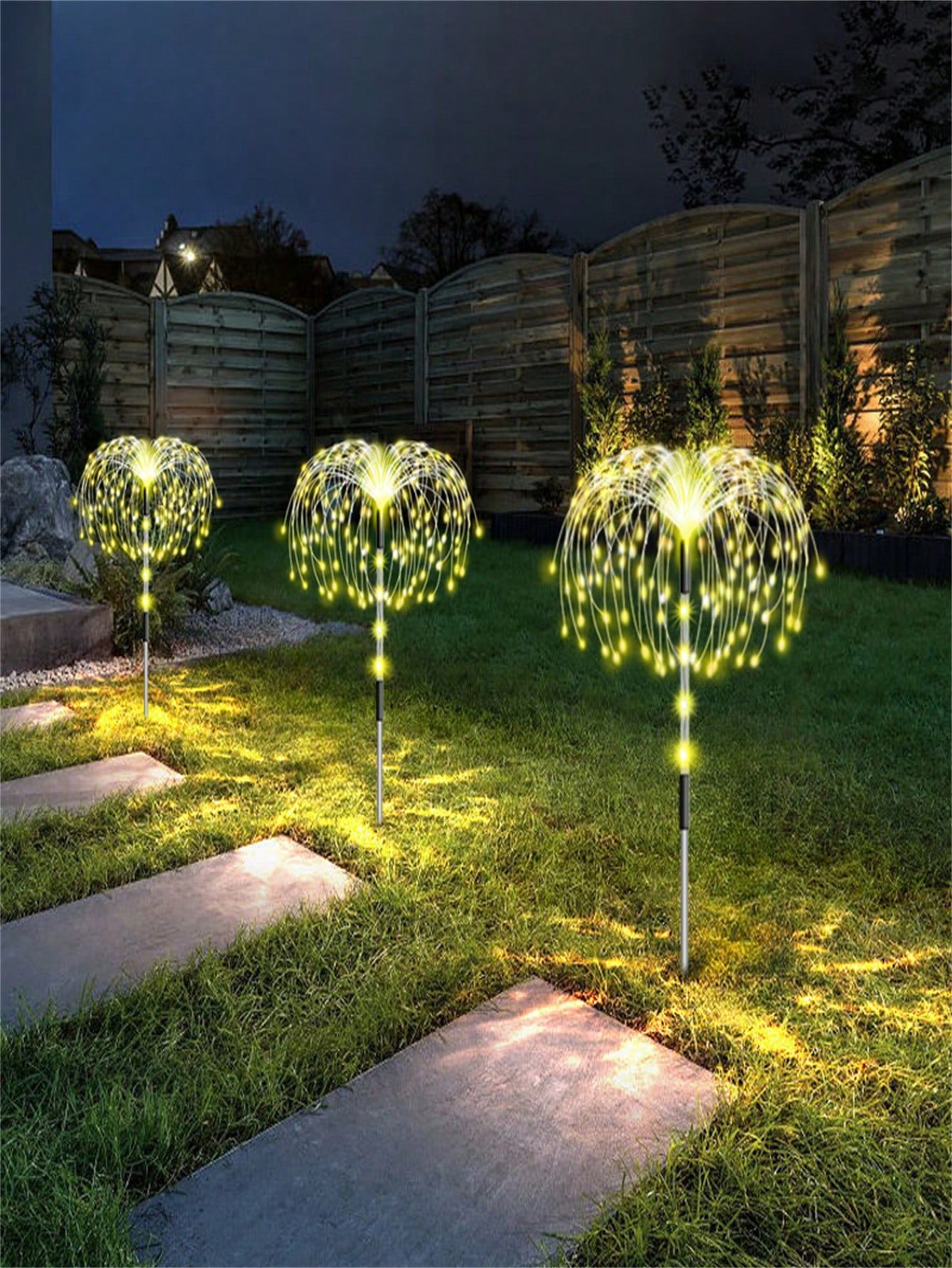 1pc/4pcs Solar Fireworks Garden Lights With Luminous Rods, 2/8 Lighting Modes, Outdoor Copper Wire Fireworks Light String, Suitable For Landscape Courtyard Paths, Commercial Lighting Atmosphere, Holiday Decoration