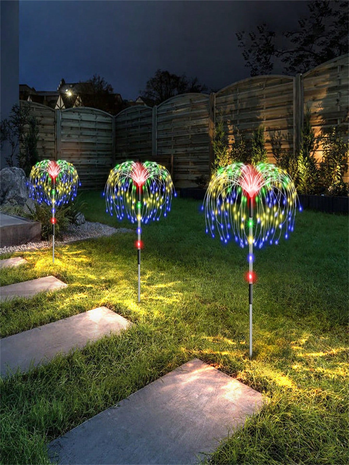 1pc/4pcs Solar Fireworks Garden Lights With Luminous Rods, 2/8 Lighting Modes, Outdoor Copper Wire Fireworks Light String, Suitable For Landscape Courtyard Paths, Commercial Lighting Atmosphere, Holiday Decoration