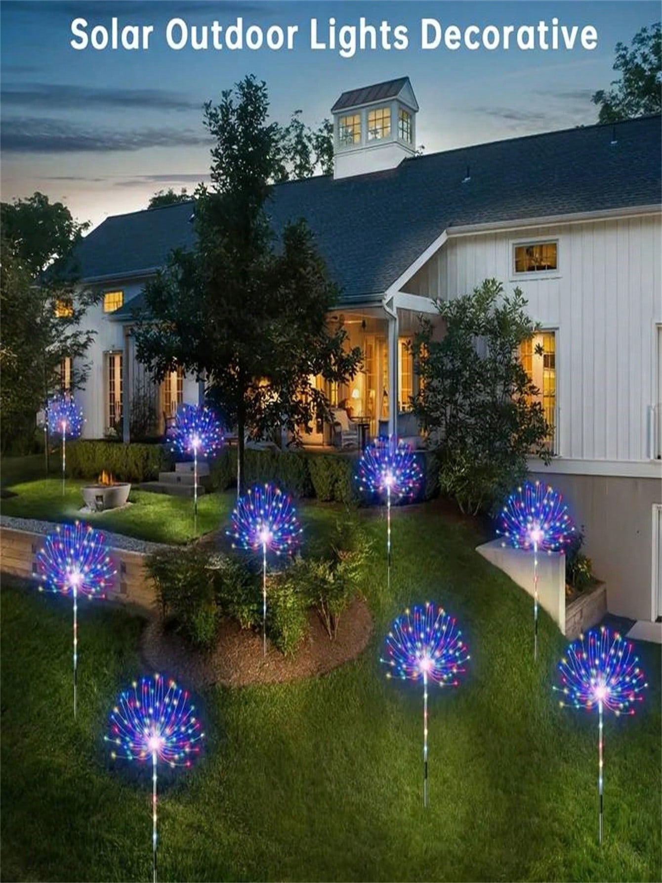 1pc/4pcs Solar Fireworks Garden Lights With Luminous Rods, 2/8 Lighting Modes, Outdoor Copper Wire Fireworks Light String, Suitable For Landscape Courtyard Paths, Commercial Lighting Atmosphere, Holiday Decoration