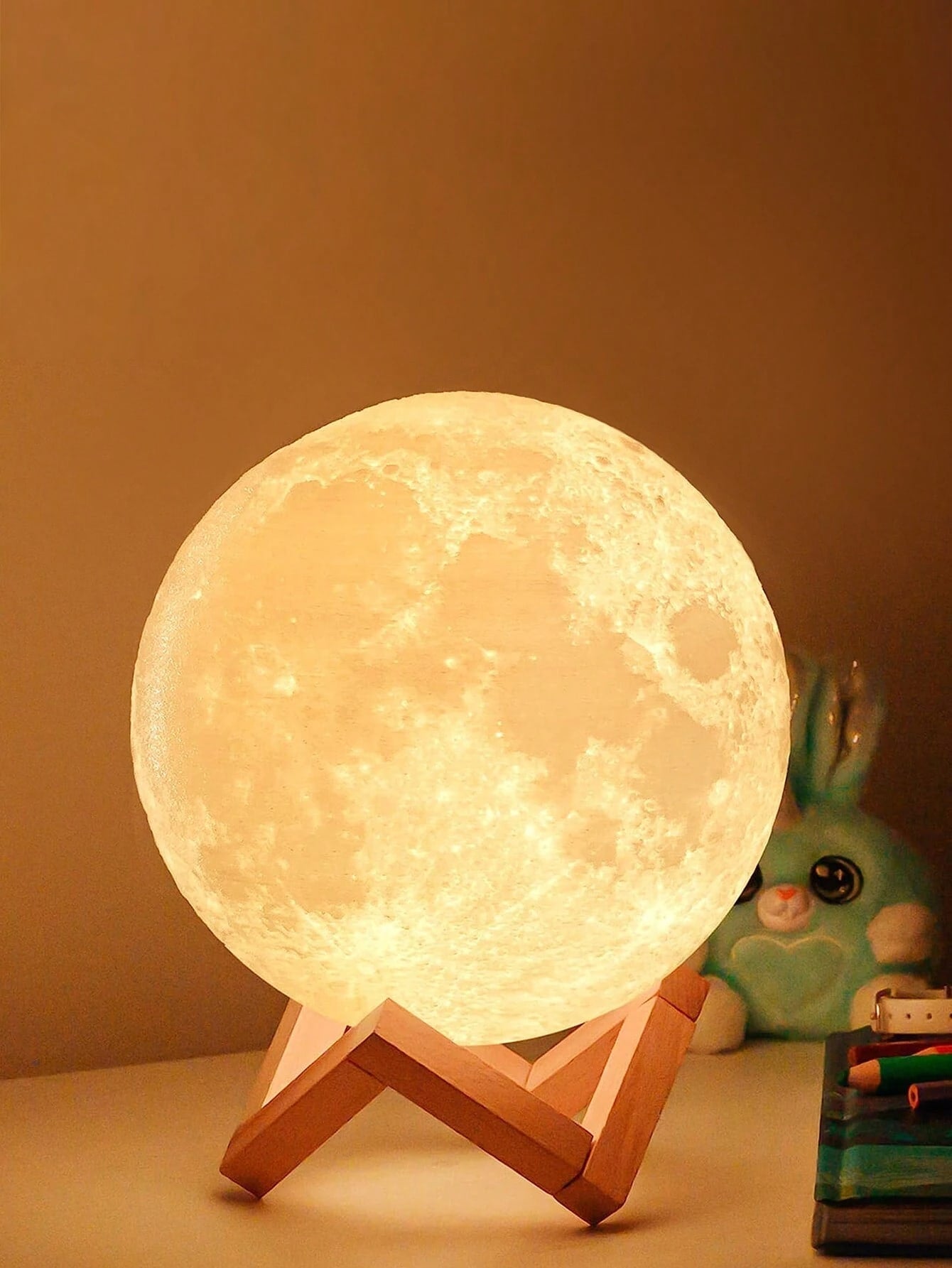 1pc Moon Lamp, 3D Moon Night Light With Base Galaxy Light, Soft Warm White Nightlights For Home, Decorative Night Light For Home Decor, Suitable For Boys, Girls