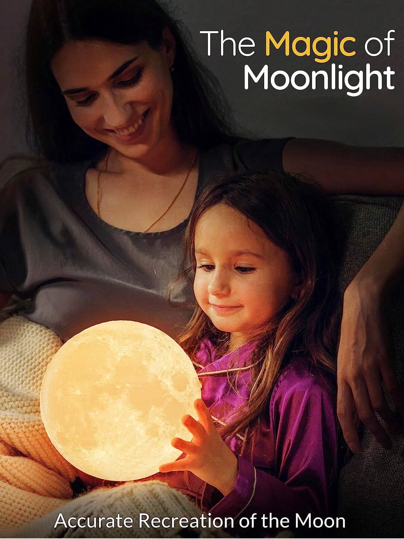 1pc Moon Lamp, 3D Moon Night Light With Base Galaxy Light, Soft Warm White Nightlights For Home, Decorative Night Light For Home Decor, Suitable For Boys, Girls