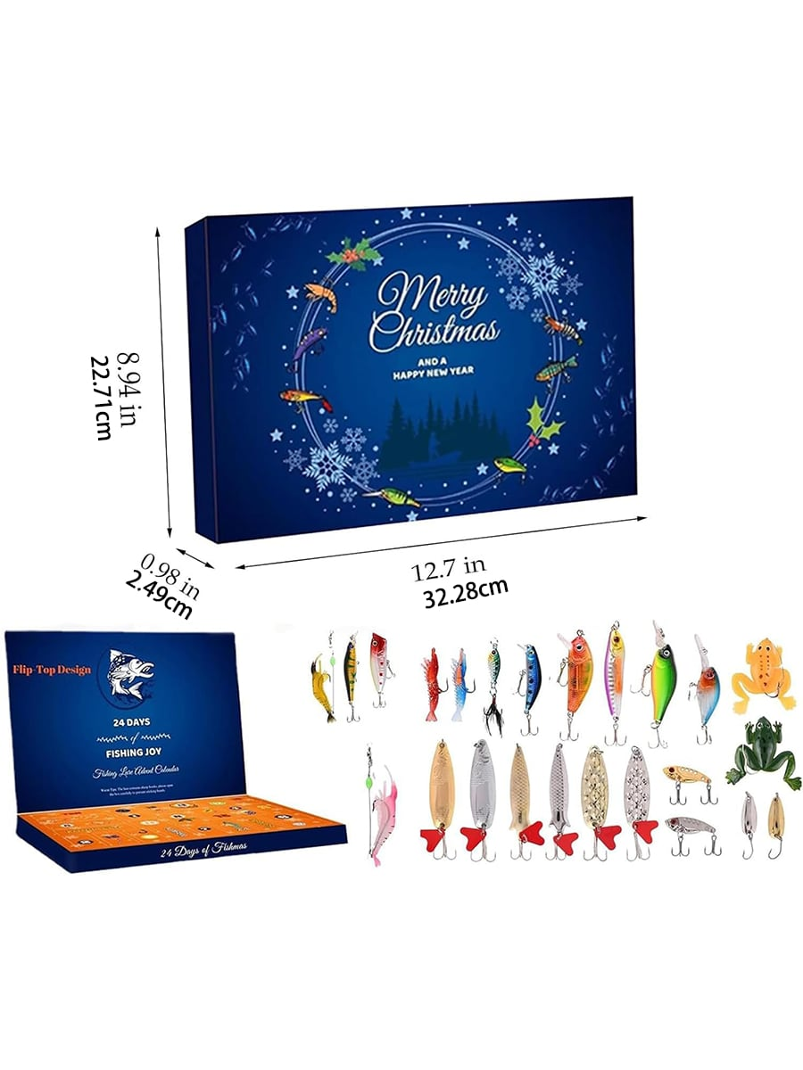 24 PCS Fishing Set Christmas Day Gift Blind Box Creative Fishing Lover Creative Metal Sequin Lure Christmas Gift Set,The Bait Style Is Random,Christmas Gift Blind Box,Christmas