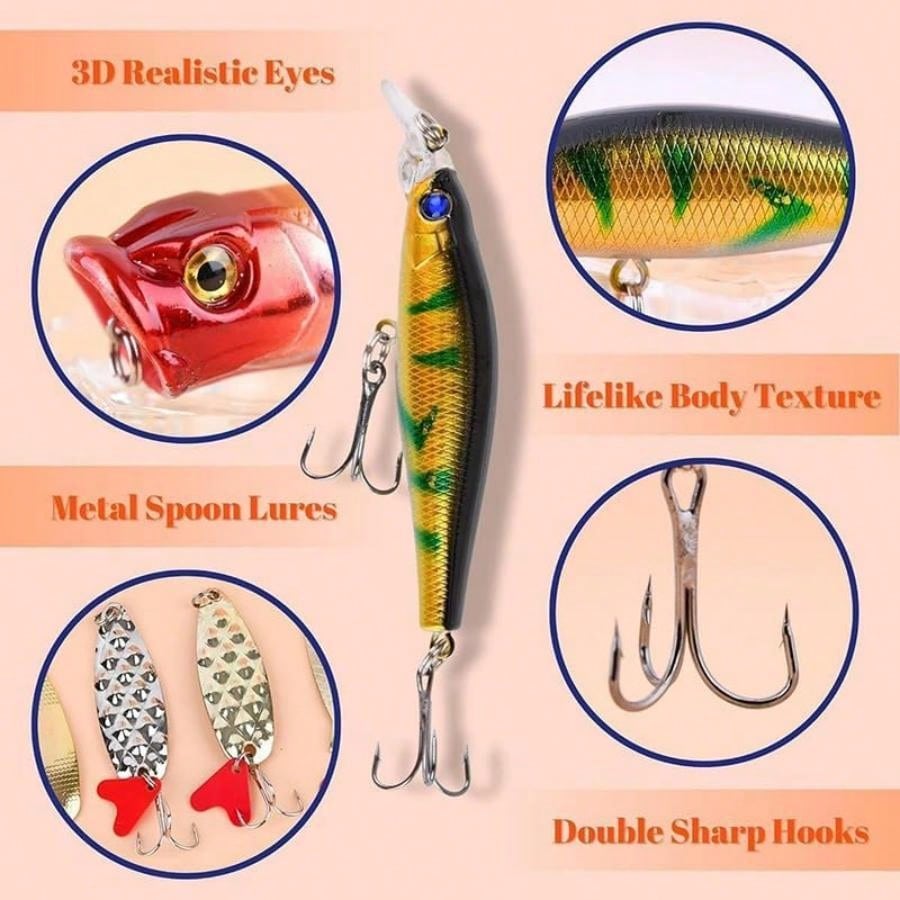 24 PCS Fishing Set Christmas Day Gift Blind Box Creative Fishing Lover Creative Metal Sequin Lure Christmas Gift Set,The Bait Style Is Random,Christmas Gift Blind Box,Christmas