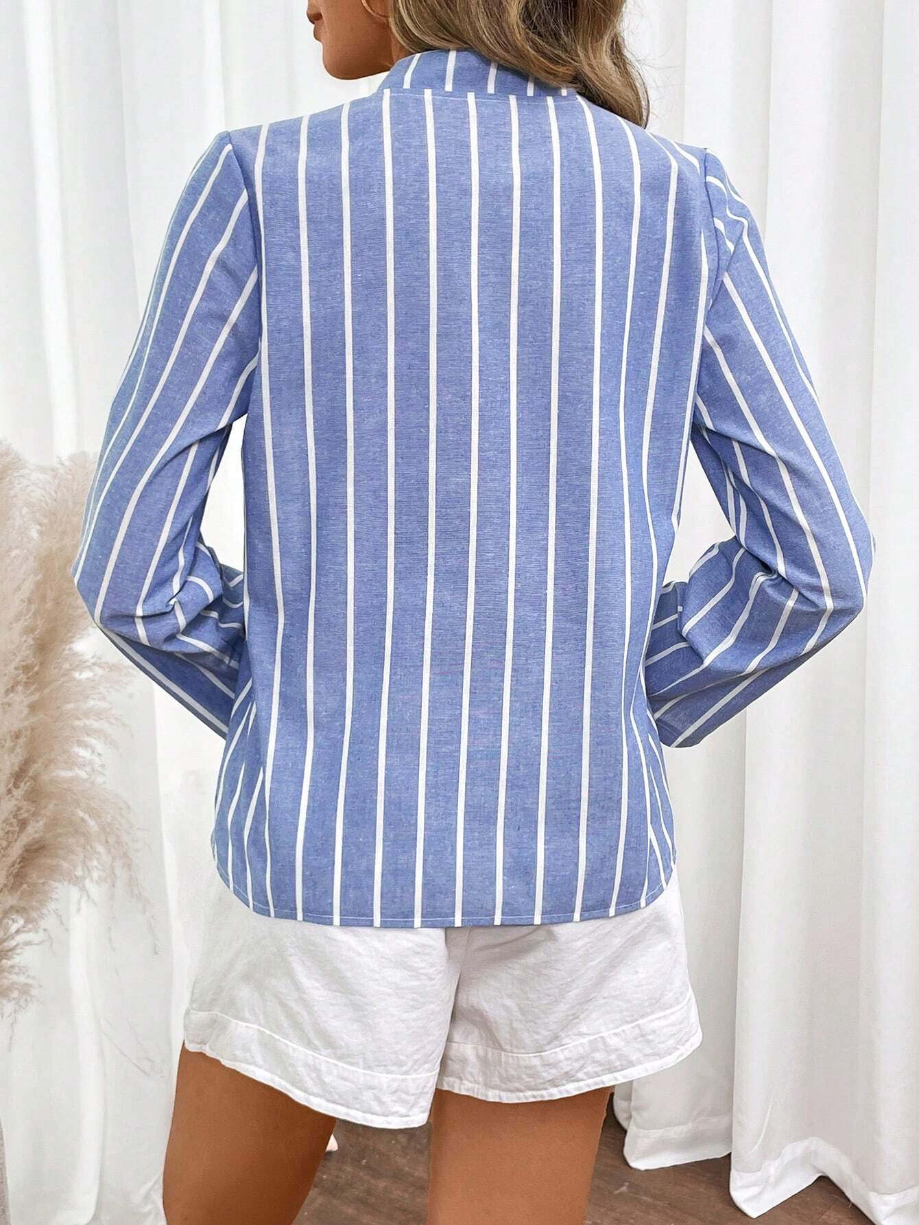 LUNE Cotton And Linen Loose Casual Striped Women's Shirt