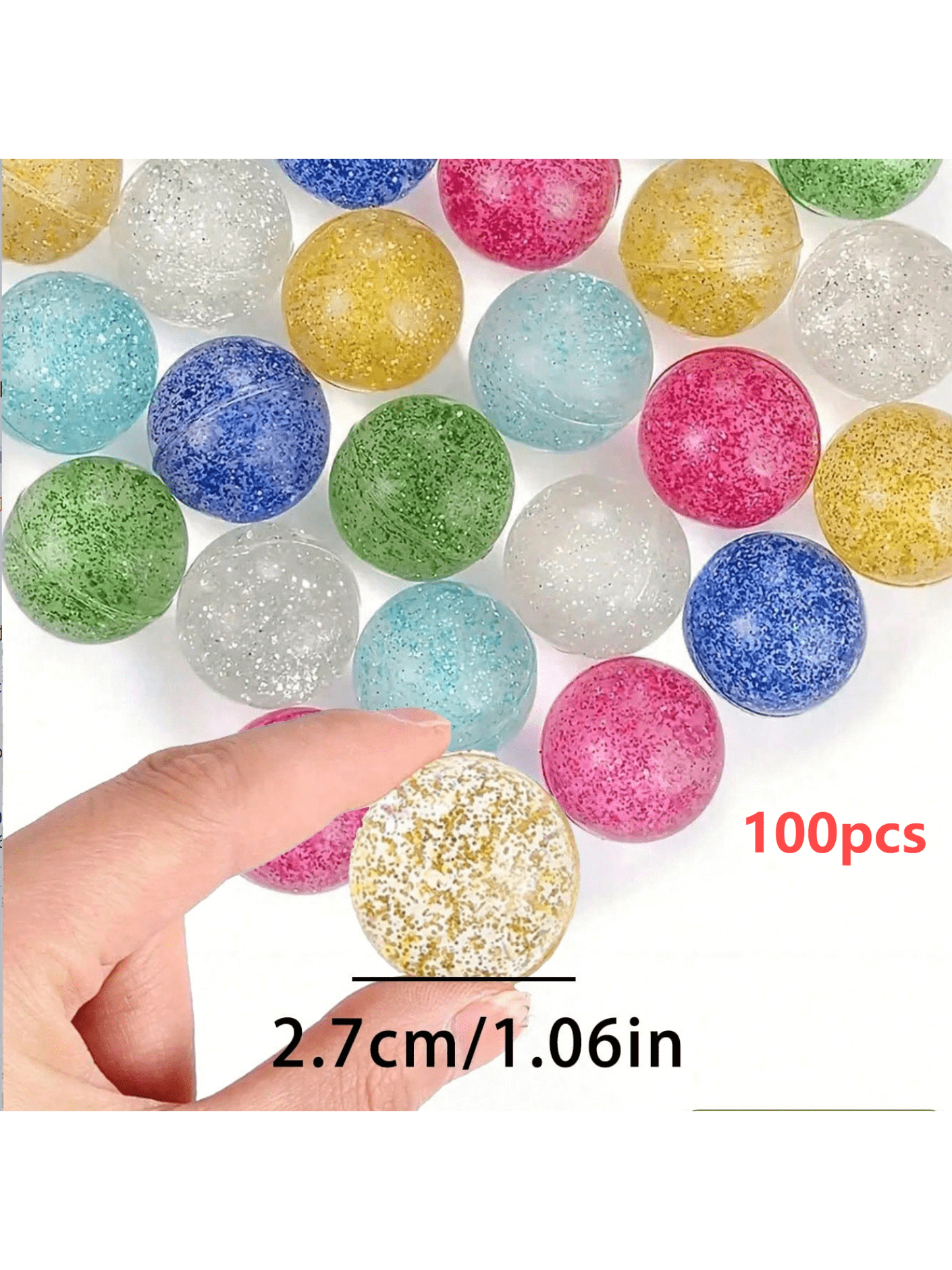 5/10/100pcs Random Color Transparent Soft Bouncy Balls, 1.06