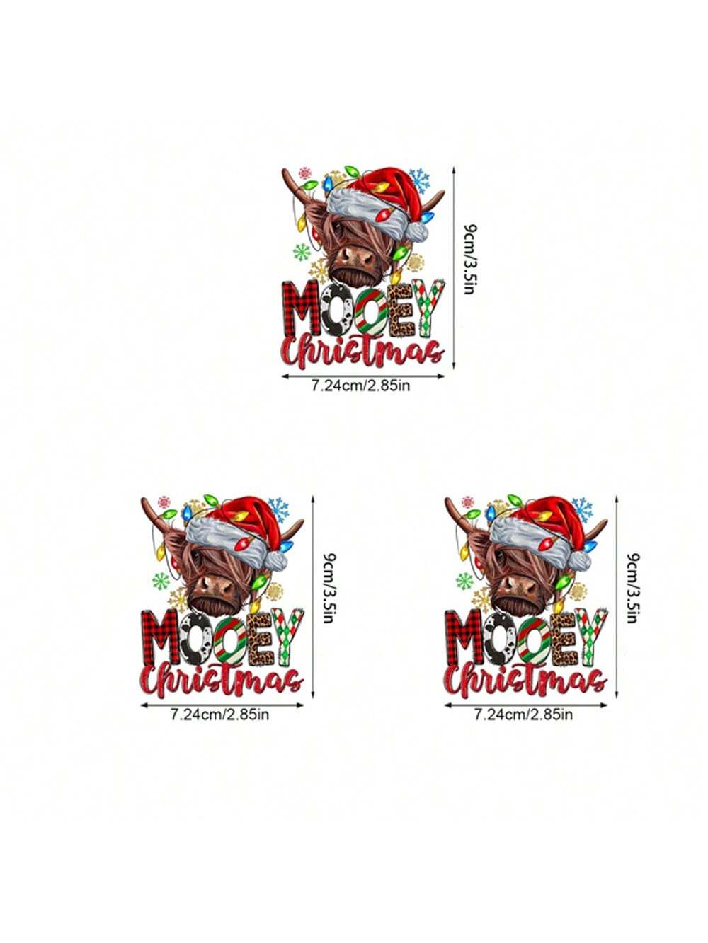 1/2/3 Merry Christmas Christmas Stickers For Men, Cow Png Sublimed Design Stickers