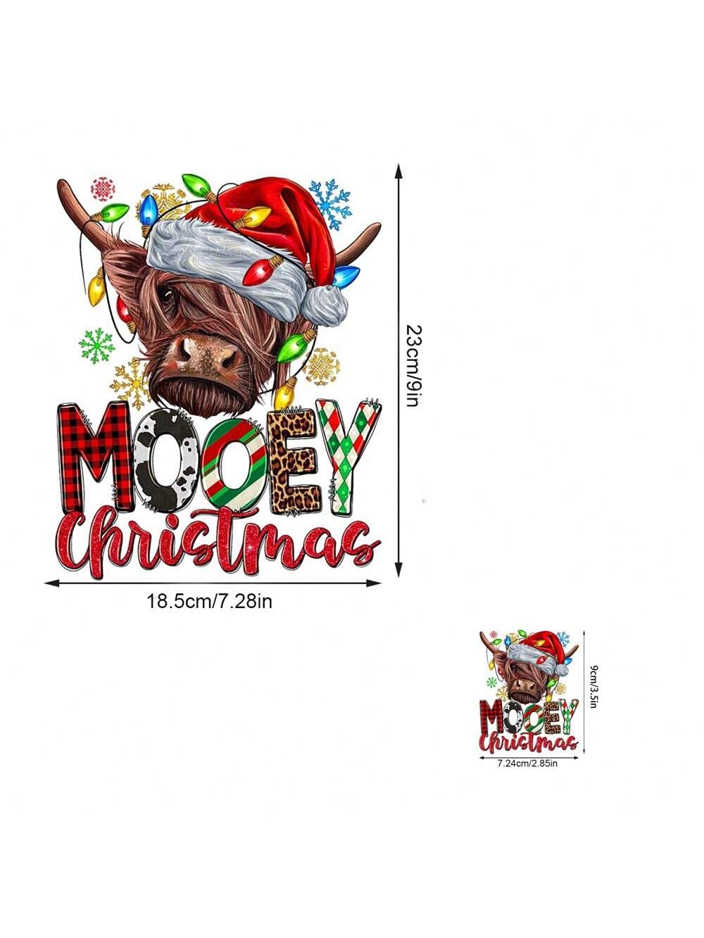 1/2/3 Merry Christmas Christmas Stickers For Men, Cow Png Sublimed Design Stickers