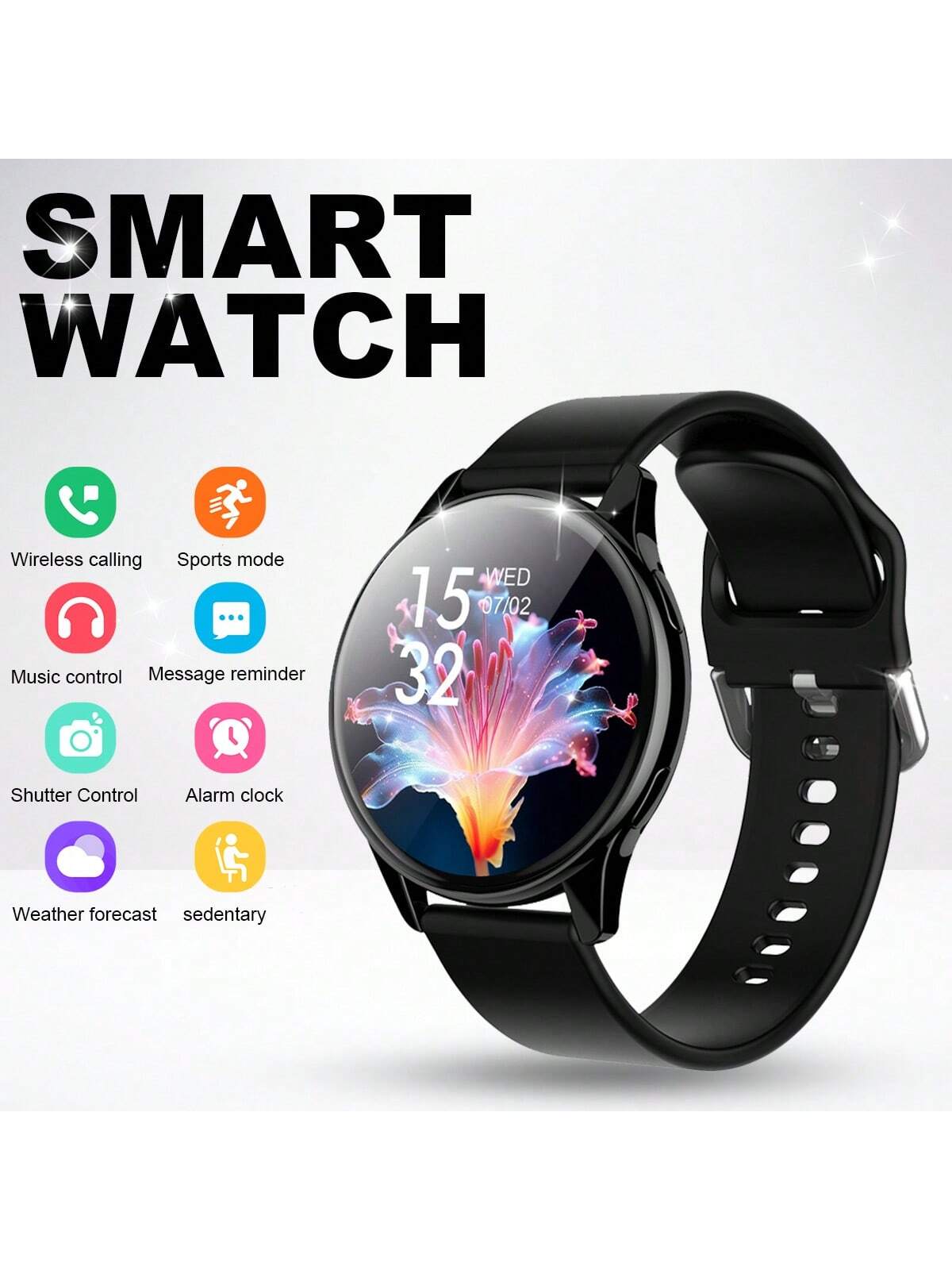 1pc Silicone Strap Unisex Sports Smart Watch, 1.5