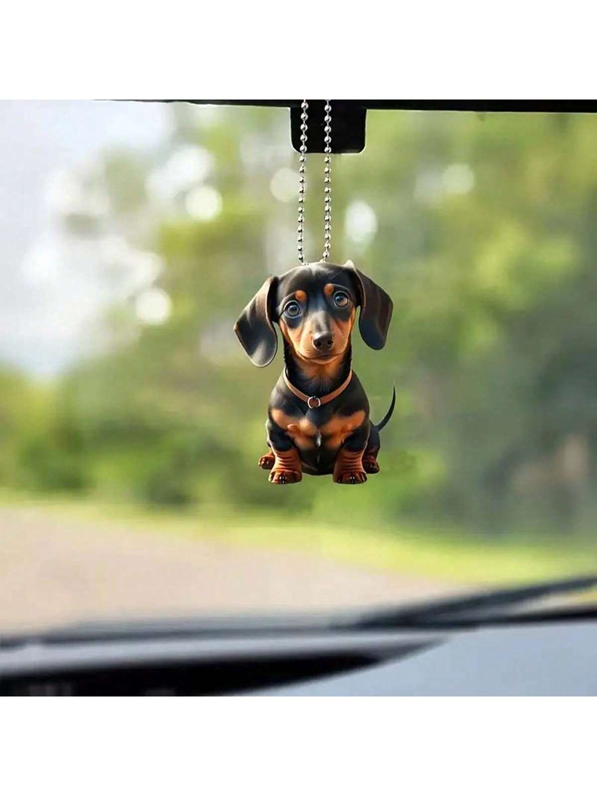 1pc Adorable 2D Acrylic Cute Dog Pendant - Car Rearview Mirror Charm & Keychain - Perfect Home & Holiday Decor AccessoryChristmas Pendant