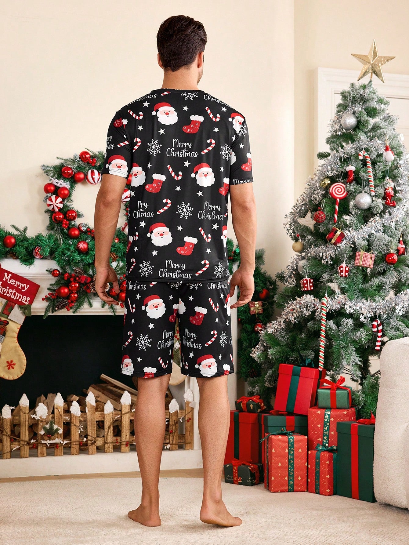 CoupledUp Heart-Shaped Men Pajama Set, For Christmas