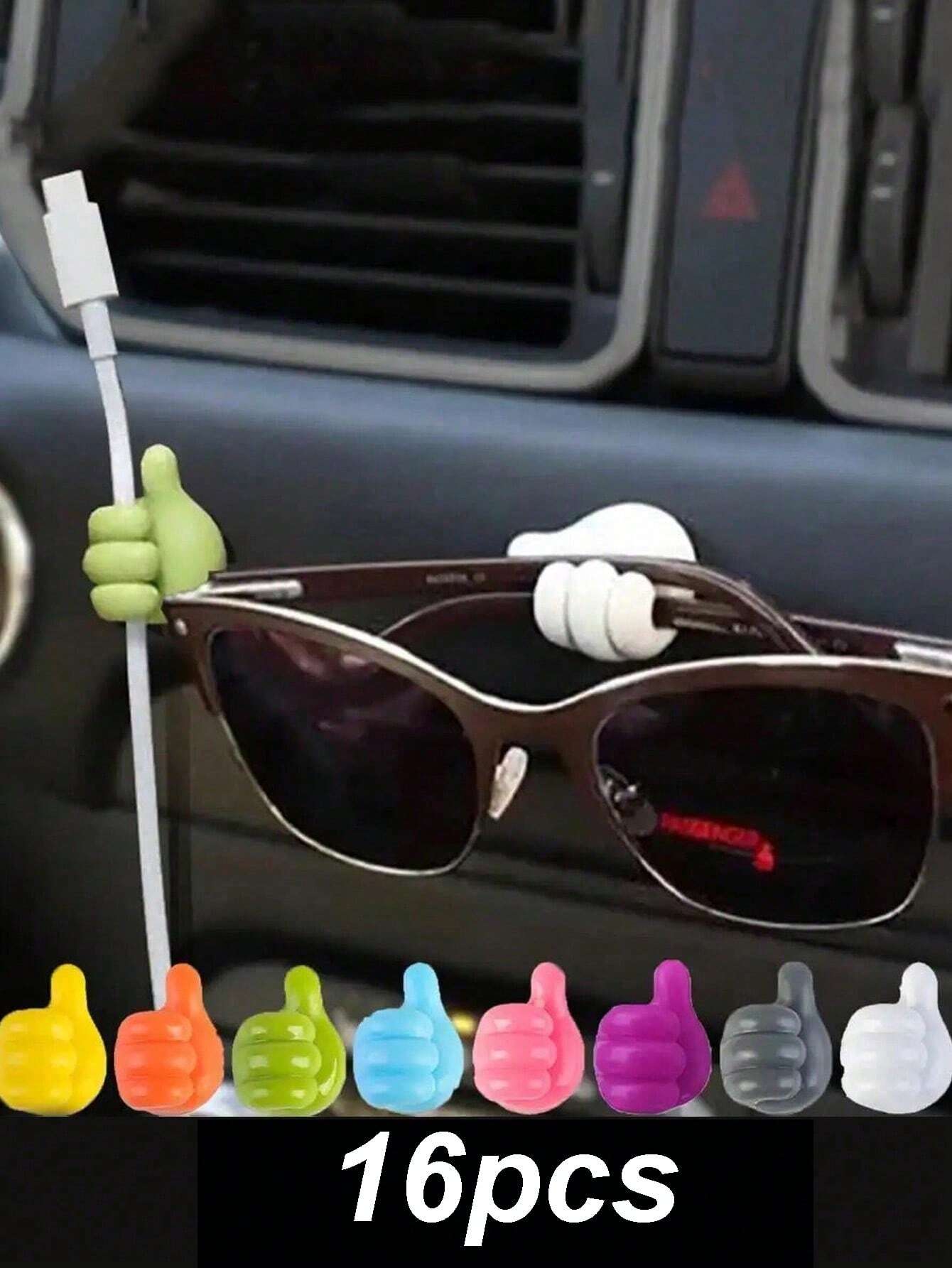 8pcs Hand-Shaped Rubber Holder Glasses Cable Power Cord Charging Line Self Adhesive Mini Hook Car Storag Organizer Gadget Decorations For Travel Car Accessaries Car Accessaries Interior