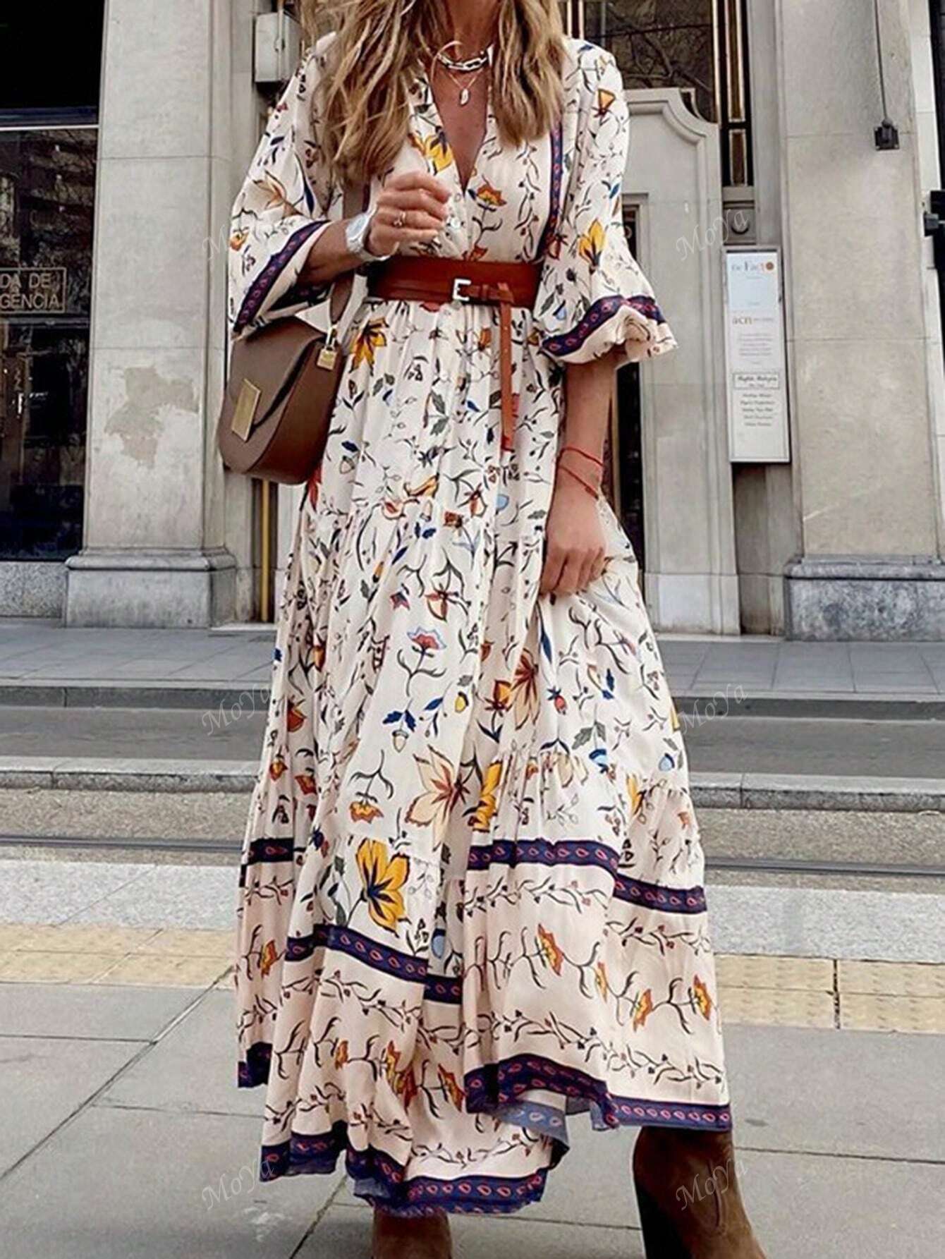 Women's Fashion Floral Print Bohemian Dress