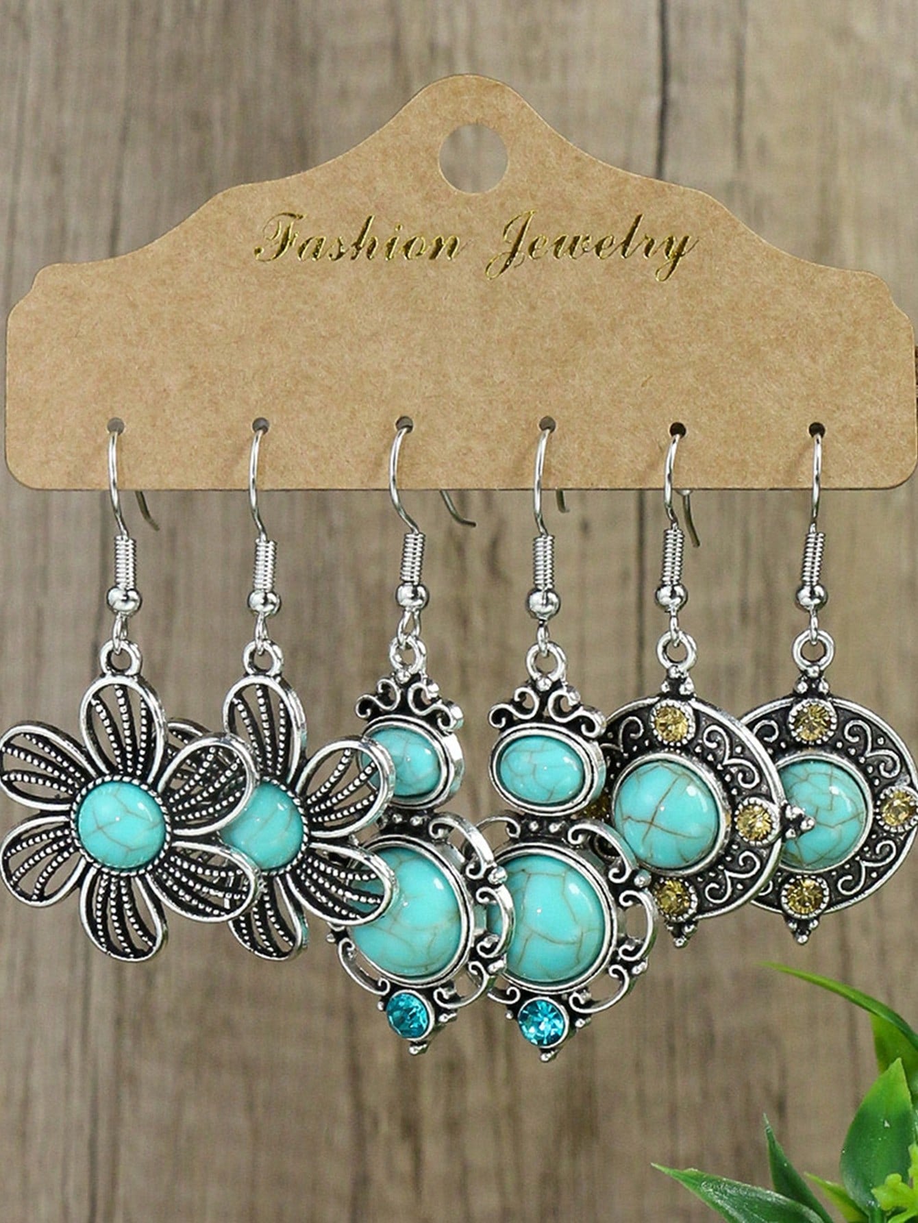 6pairs Vintage Flower Design Women's Bohemian Style Vacation Earrings