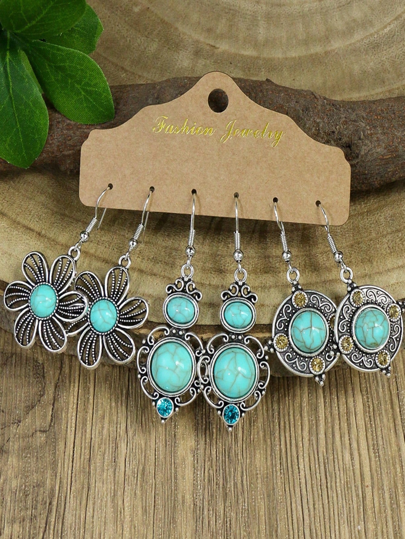 6pairs Vintage Flower Design Women's Bohemian Style Vacation Earrings