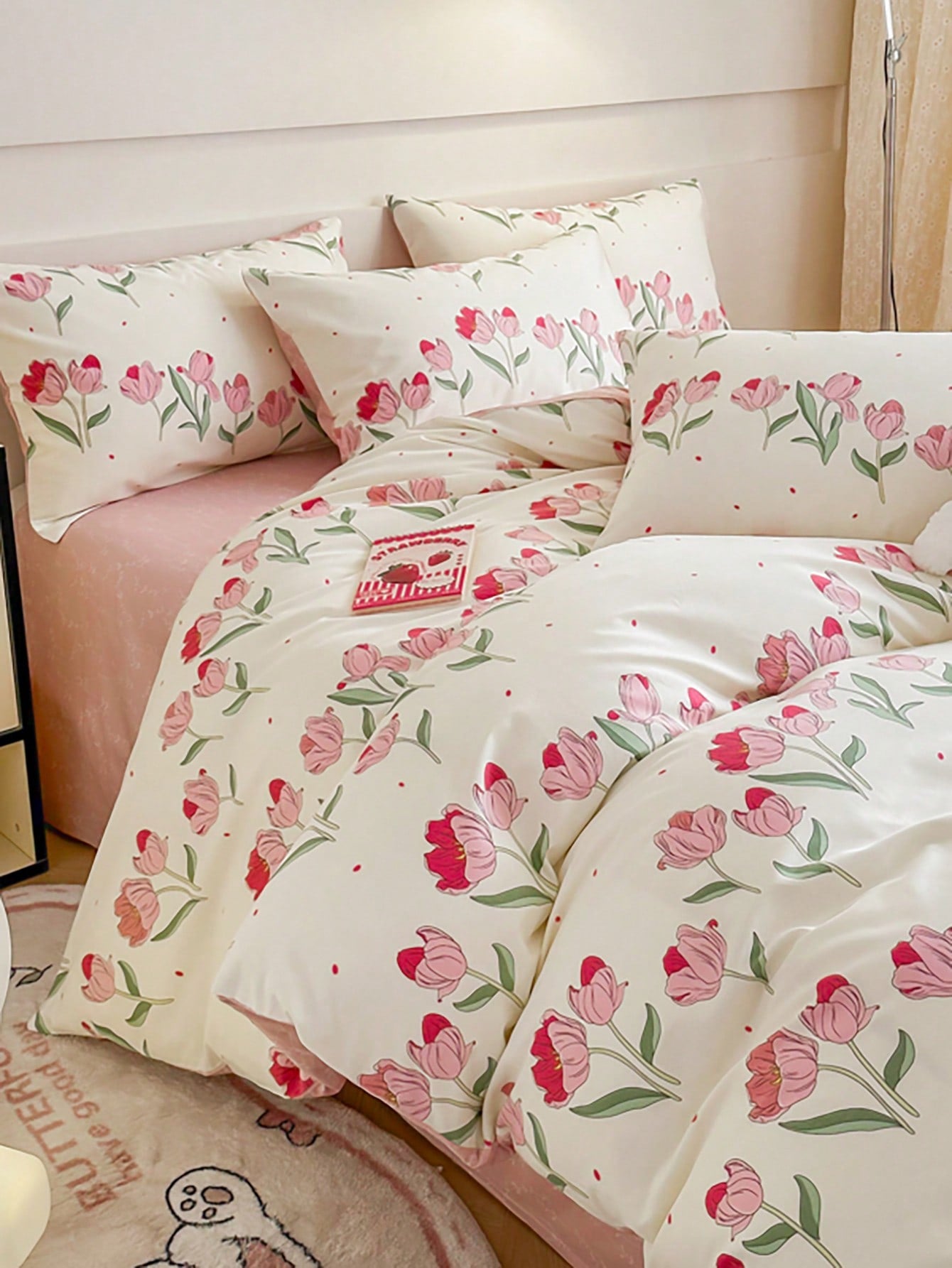 3pcs Simple Floral  Bedding Set, 2 Pillow Cases   1 Duvet Cover