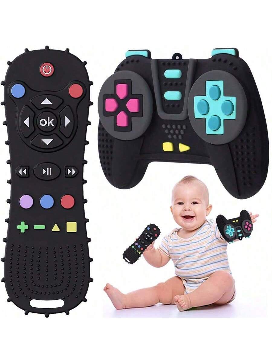 1 Pc Silicone Remote Control Model, Soft Silicone Teething Toy Suitablefor Toddler Boys And Girls Christmas Gift Baby Toys, Soothes Teething Pain, Relieves Sore Gums, Cute Pattern Suitable,Remote Control Chew Toy,Safe Eating,Infant Teether Bite Toy,Thank