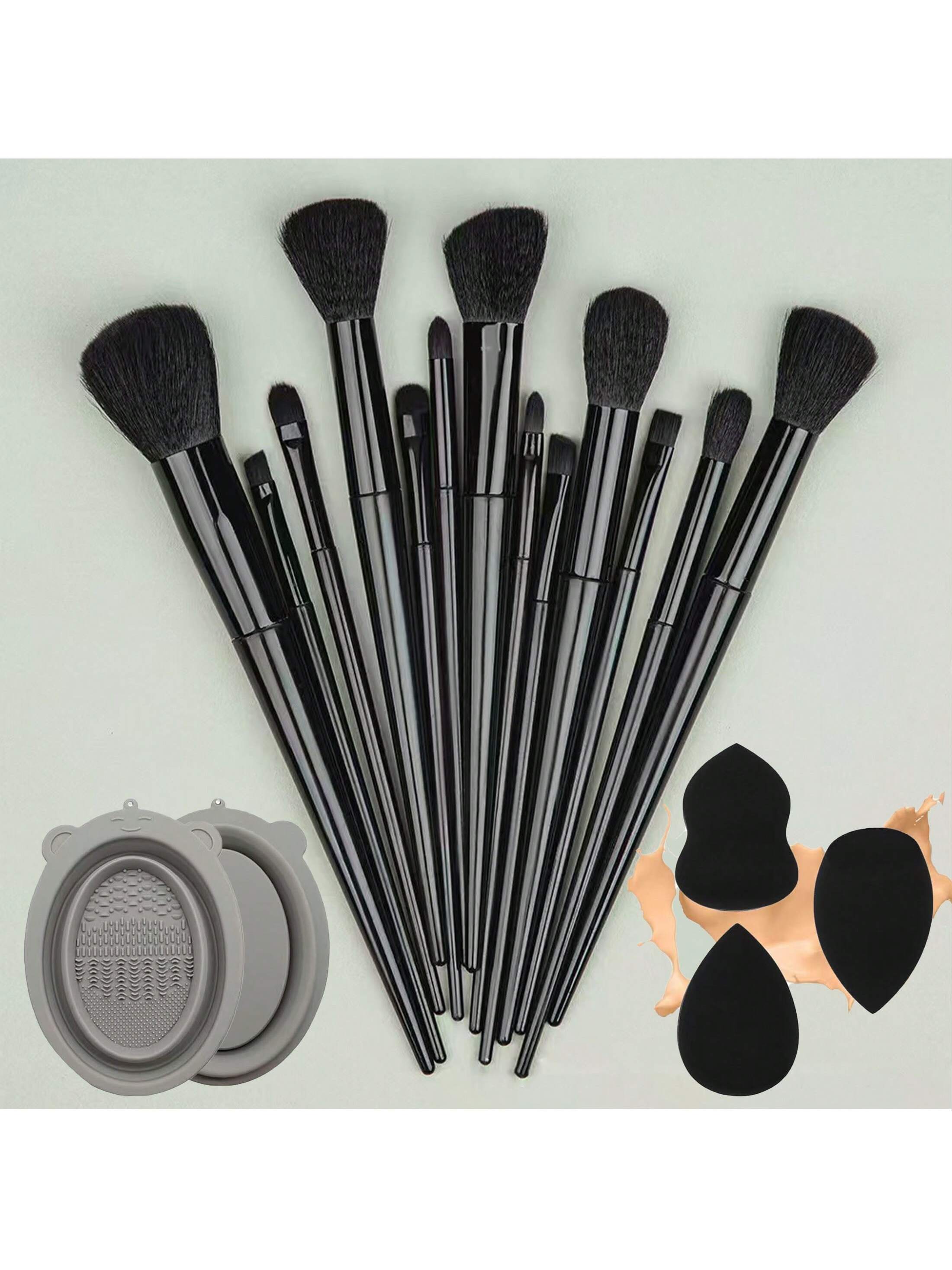 Makeup Brush 13pcs Brushes Set3pcs Cosmetic Makeup Sponge1pcs Makeup Brush Cleaning Box Beauty Tool Eyeshadow Blush Professional Brushes