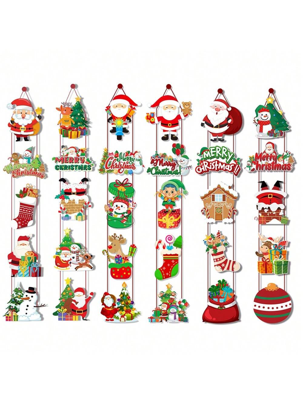 1set Christmas Hanging Banner Porch Sign Santa Claus Snowman Pattern Paper Banner Garland For Merry Christmas Home Outdoor Decor Xmas New Year Party Supplies,Christmas