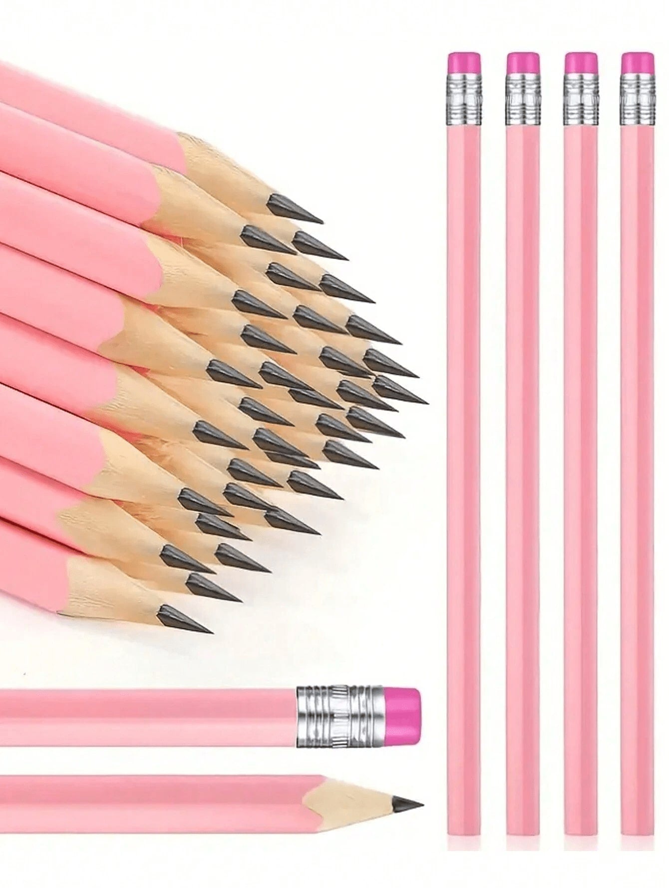 12/30pcs Macaron Color Pencil Triangular Rod Glossy Basswood With Eraser Head Sketch Brush Study Stationery Hb Pencil