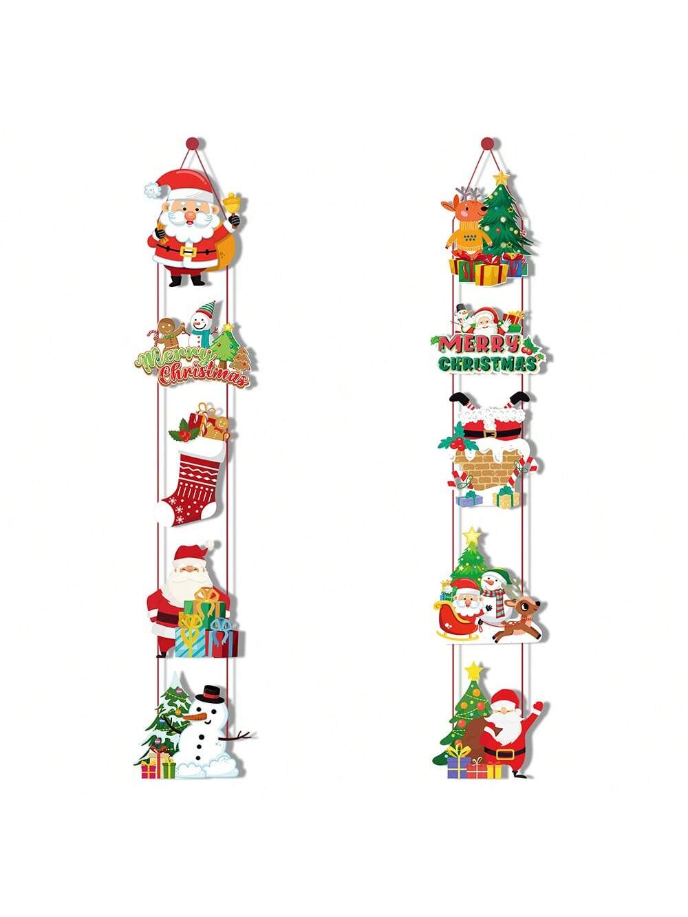 1set Christmas Hanging Banner Porch Sign Santa Claus Snowman Pattern Paper Banner Garland For Merry Christmas Home Outdoor Decor Xmas New Year Party Supplies,Christmas