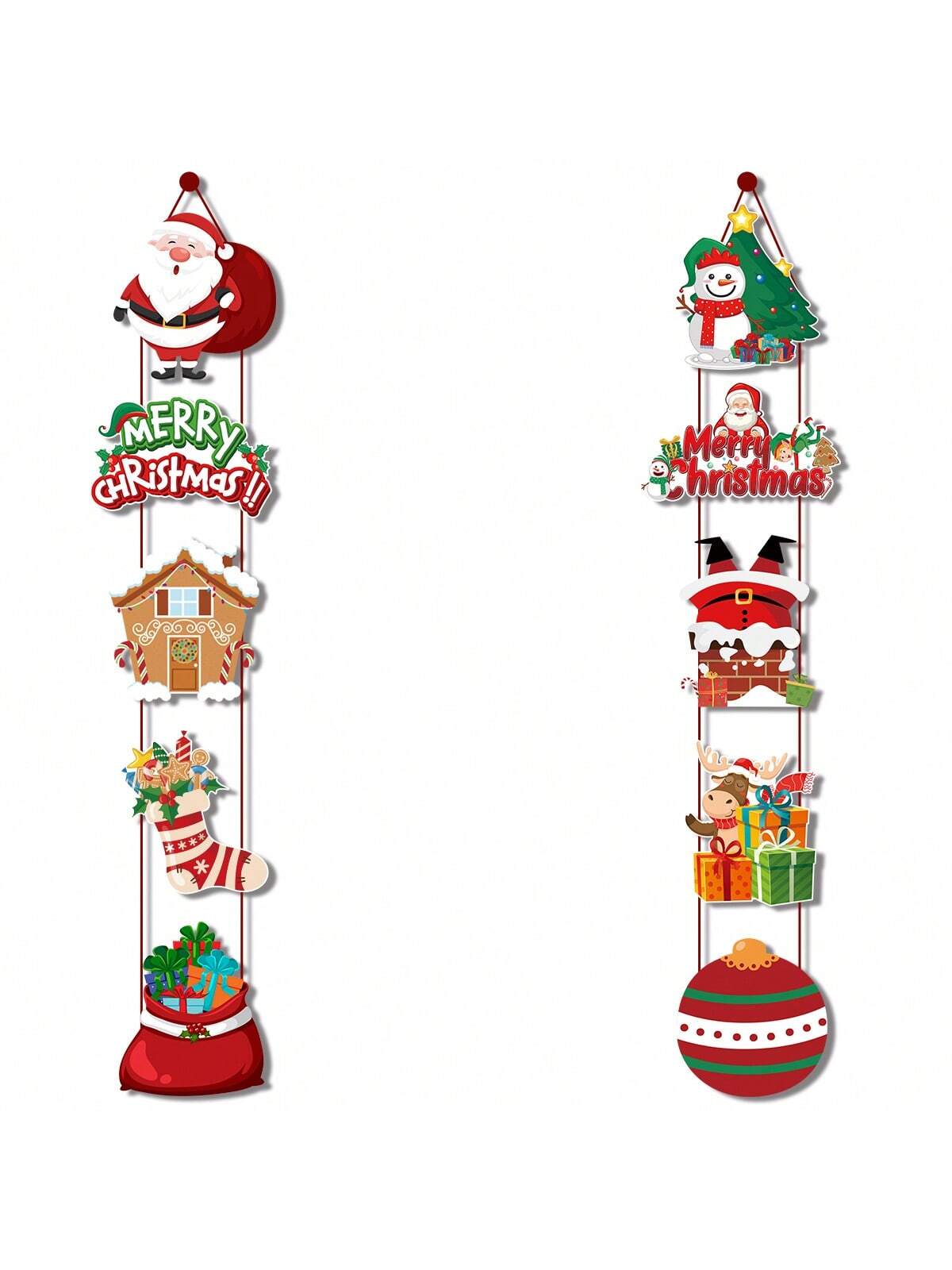 1set Christmas Hanging Banner Porch Sign Santa Claus Snowman Pattern Paper Banner Garland For Merry Christmas Home Outdoor Decor Xmas New Year Party Supplies,Christmas