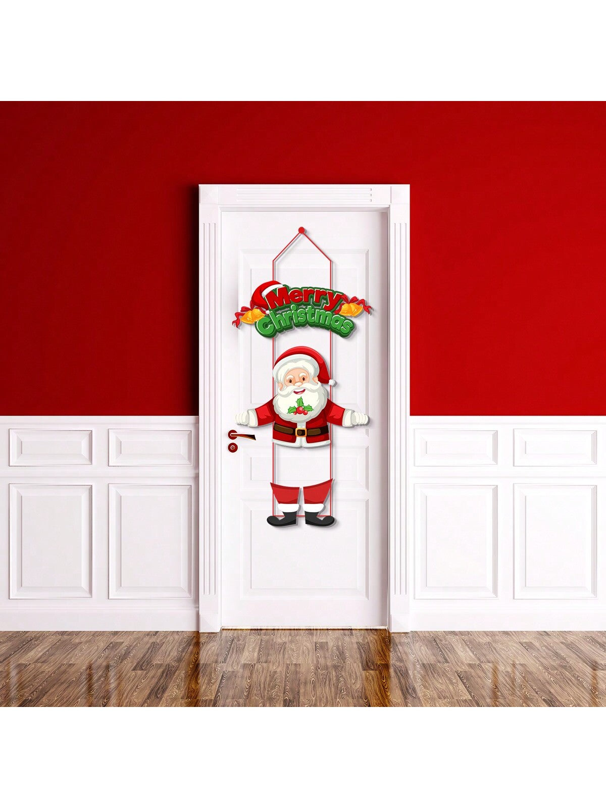 1set Christmas Hanging Banner Porch Sign Santa Claus Snowman Pattern Paper Banner Garland For Merry Christmas Home Outdoor Decor Xmas New Year Party Supplies,Christmas