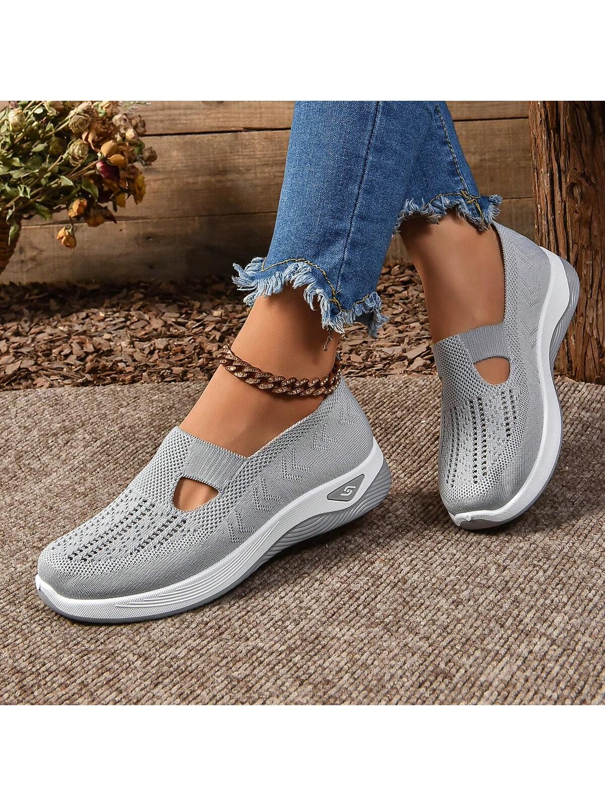 Women's Breathable Soft Bottom Casual Slip-On Mesh Sneakers, Hollow Out Lightweight Sport Shoes, Anti-Slip Walking Shoes, Soft Sole Moms Loafers