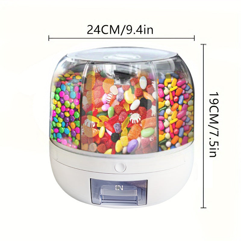 Halloween Rotating Candy Dispenser - Large Capacity, Multi-Compartment Storage Container for Snacks & Small Foods, Moisture & Insect Proof Seal, Perfect for Home Use