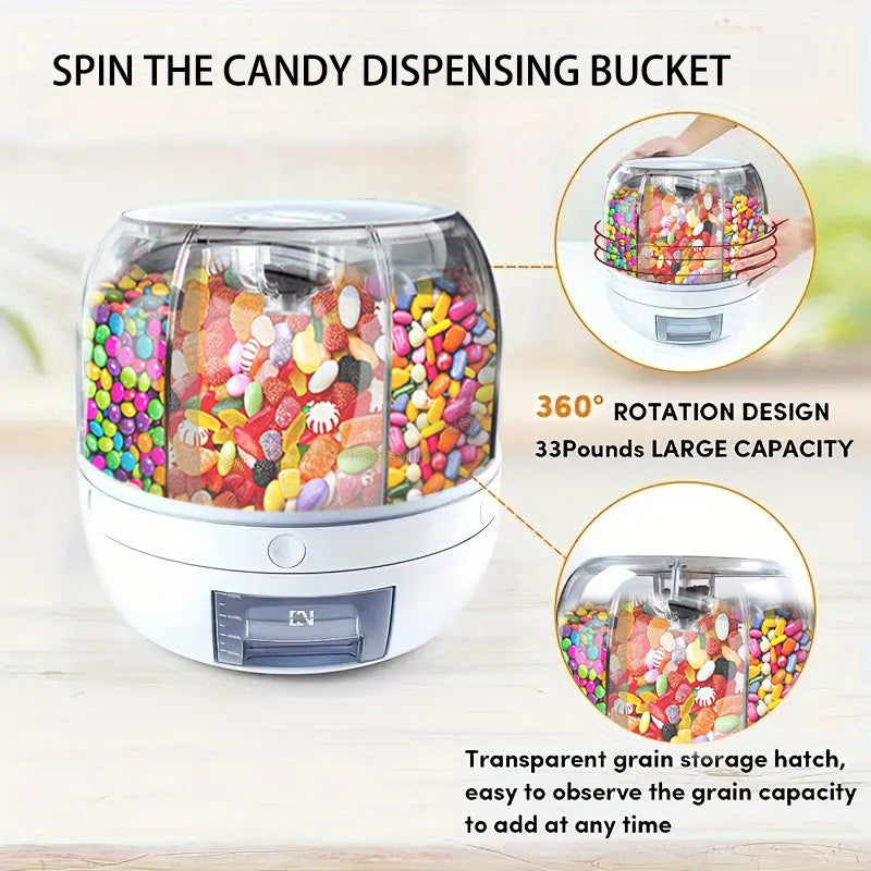 Halloween Rotating Candy Dispenser - Large Capacity, Multi-Compartment Storage Container for Snacks & Small Foods, Moisture & Insect Proof Seal, Perfect for Home Use