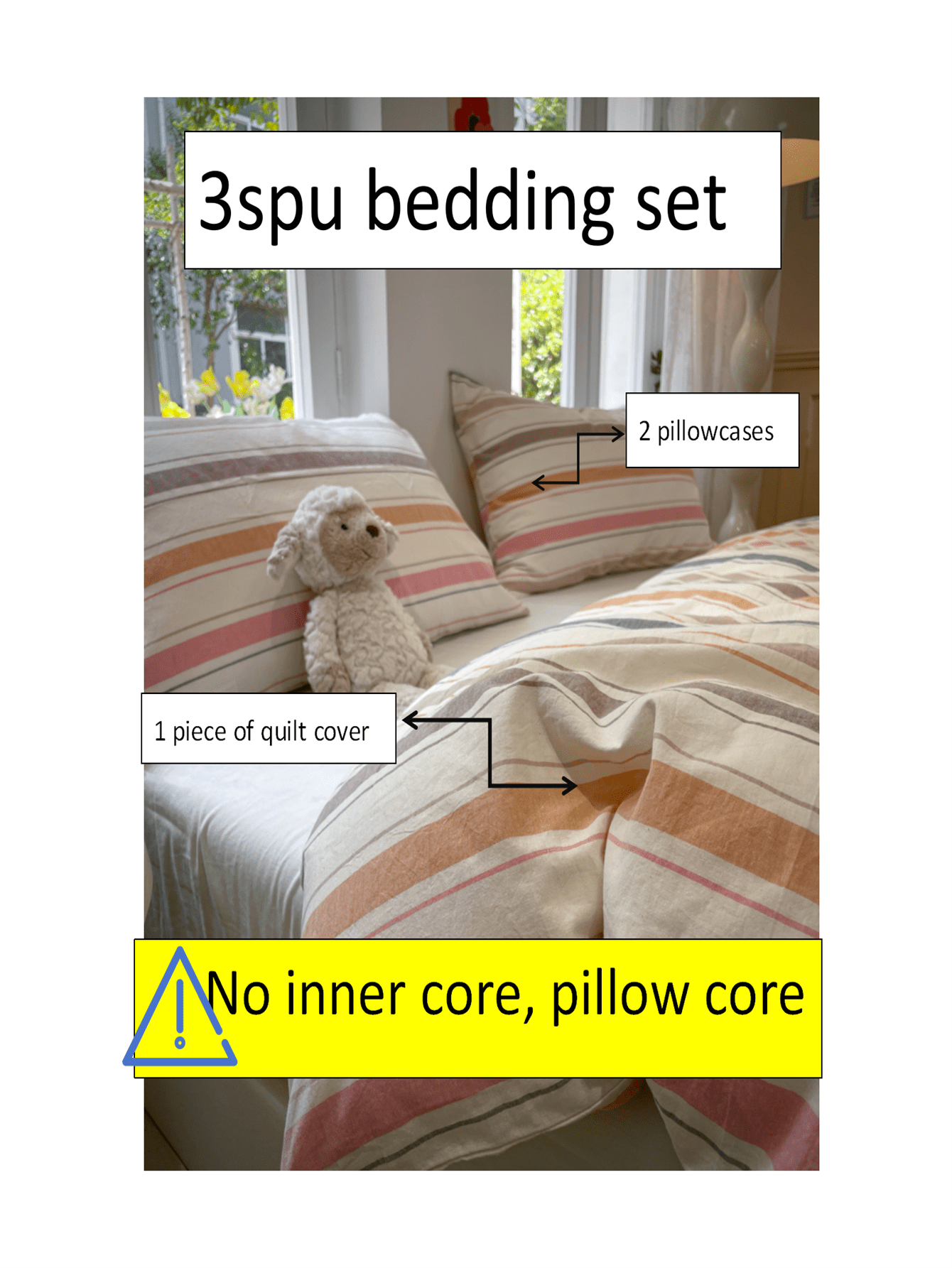 3pcs/Set New Soft Skin-Friendly Unprinted Plain Bedding Set