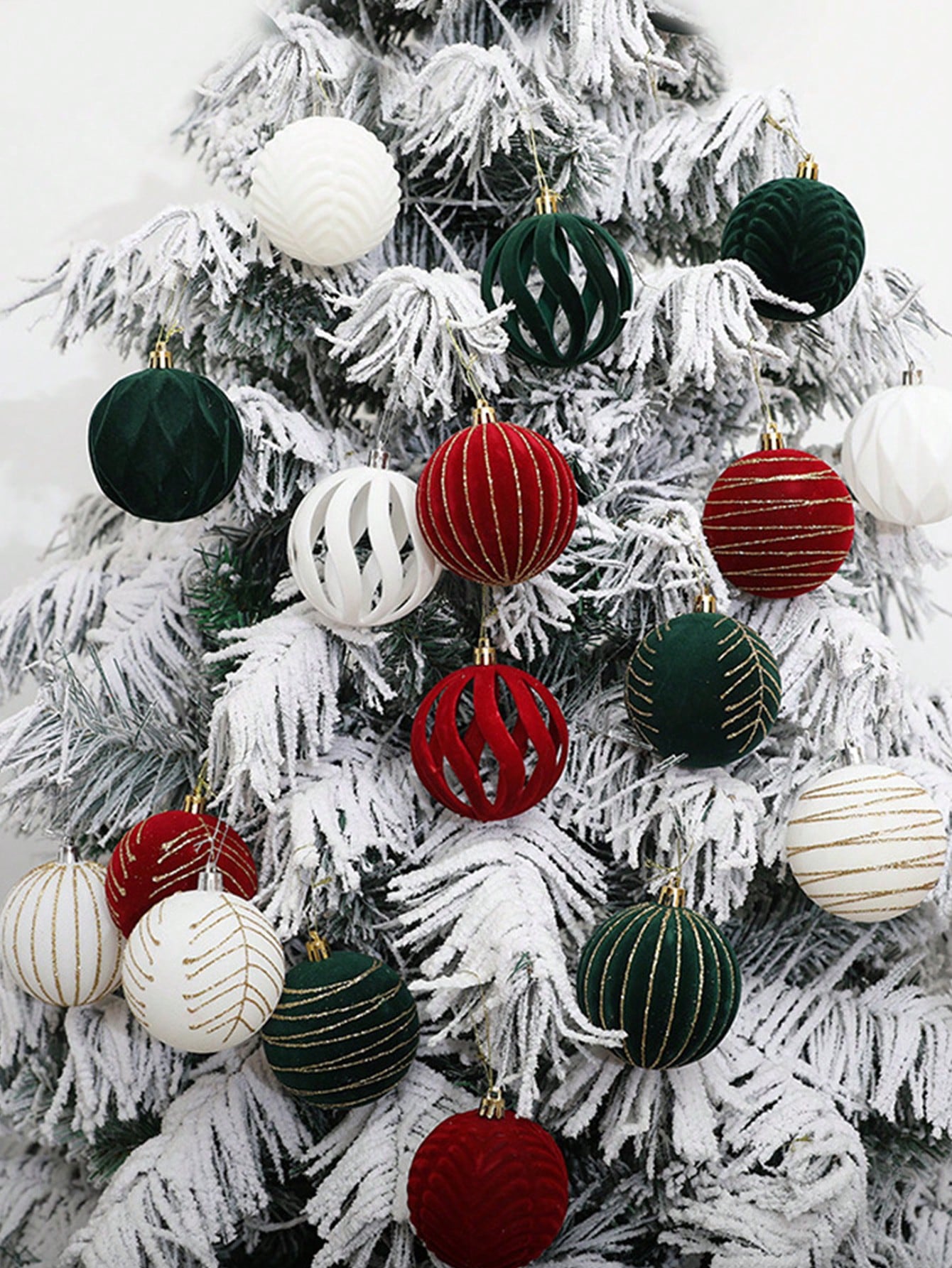 12Pcs/Set Red Plush Christmas Ball Hanging Pendants Ornaments Large Christmas Tree Balls Decorations Home Decor Xmas Party Navidad,Christmas