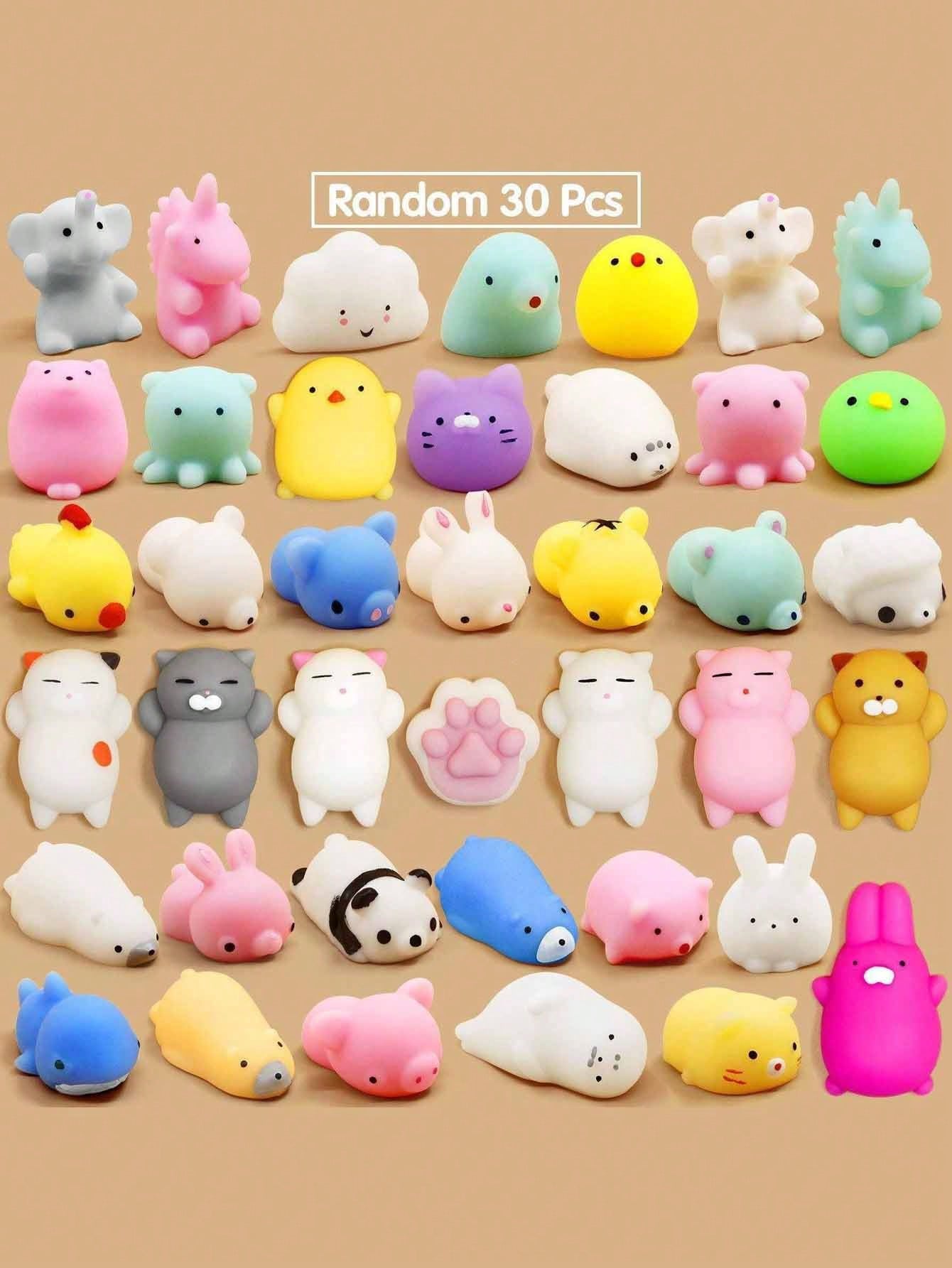 10pcs20pcs/1set Mini Kawaii Animal Squishy Pack, Random Mochi Squishies Party Toys, Cute And Soft Fidget Squeezable Stress Reliever For Adults Treasure Toys, Party Bag Fillers,Random Color And Style,Christmas