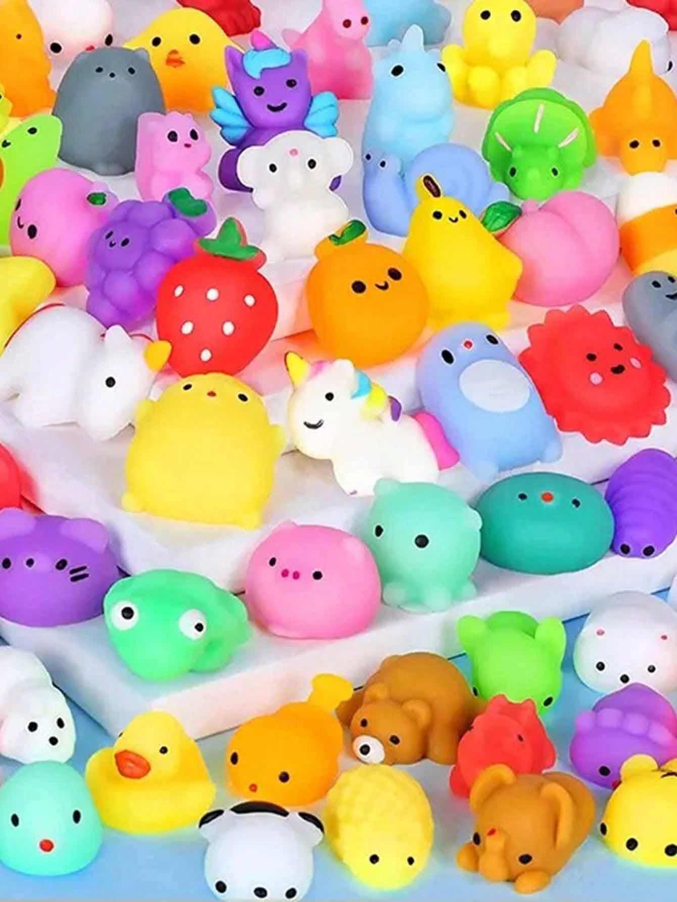 10pcs20pcs/1set Mini Kawaii Animal Squishy Pack, Random Mochi Squishies Party Toys, Cute And Soft Fidget Squeezable Stress Reliever For Adults Treasure Toys, Party Bag Fillers,Random Color And Style,Christmas