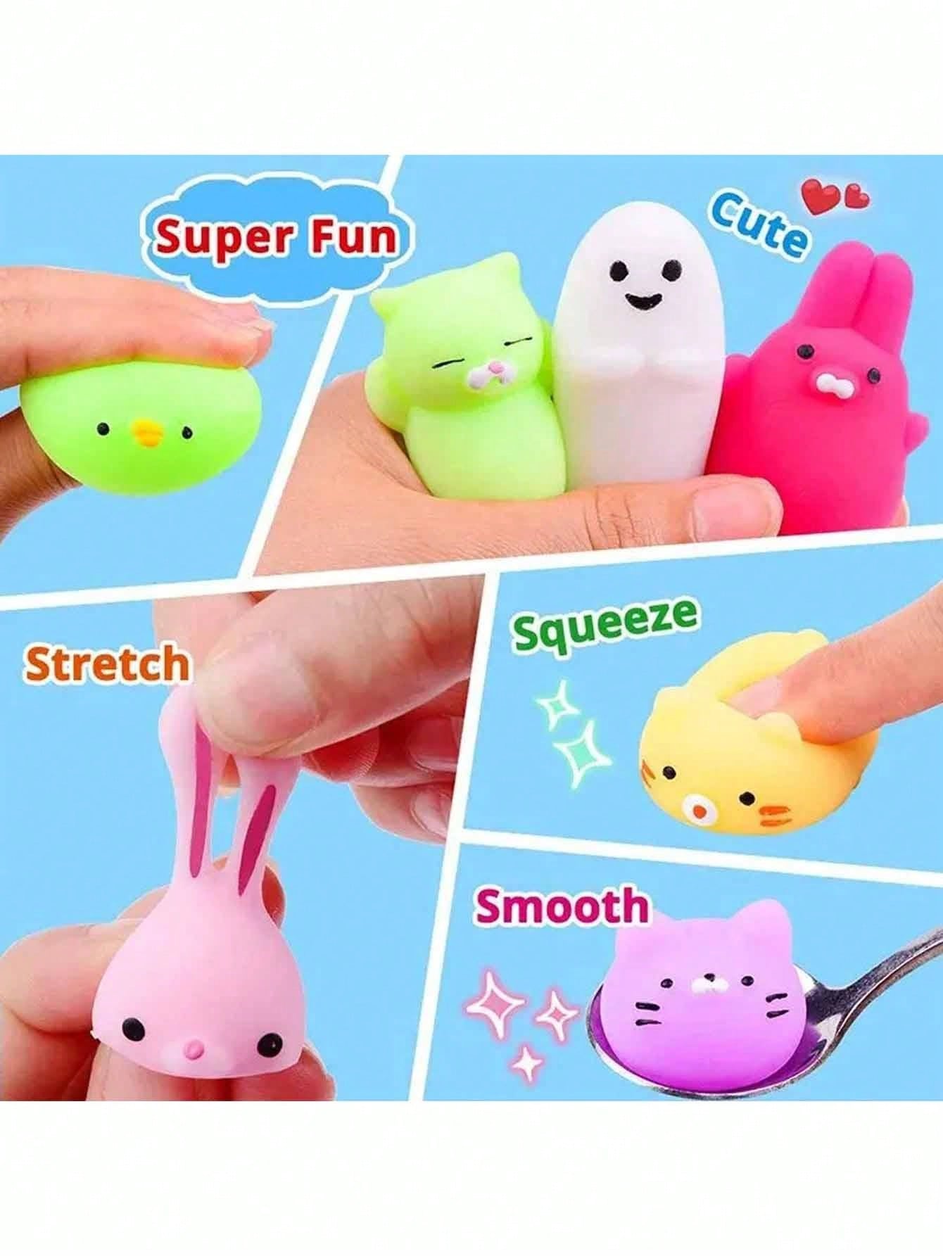 10pcs20pcs/1set Mini Kawaii Animal Squishy Pack, Random Mochi Squishies Party Toys, Cute And Soft Fidget Squeezable Stress Reliever For Adults Treasure Toys, Party Bag Fillers,Random Color And Style,Christmas