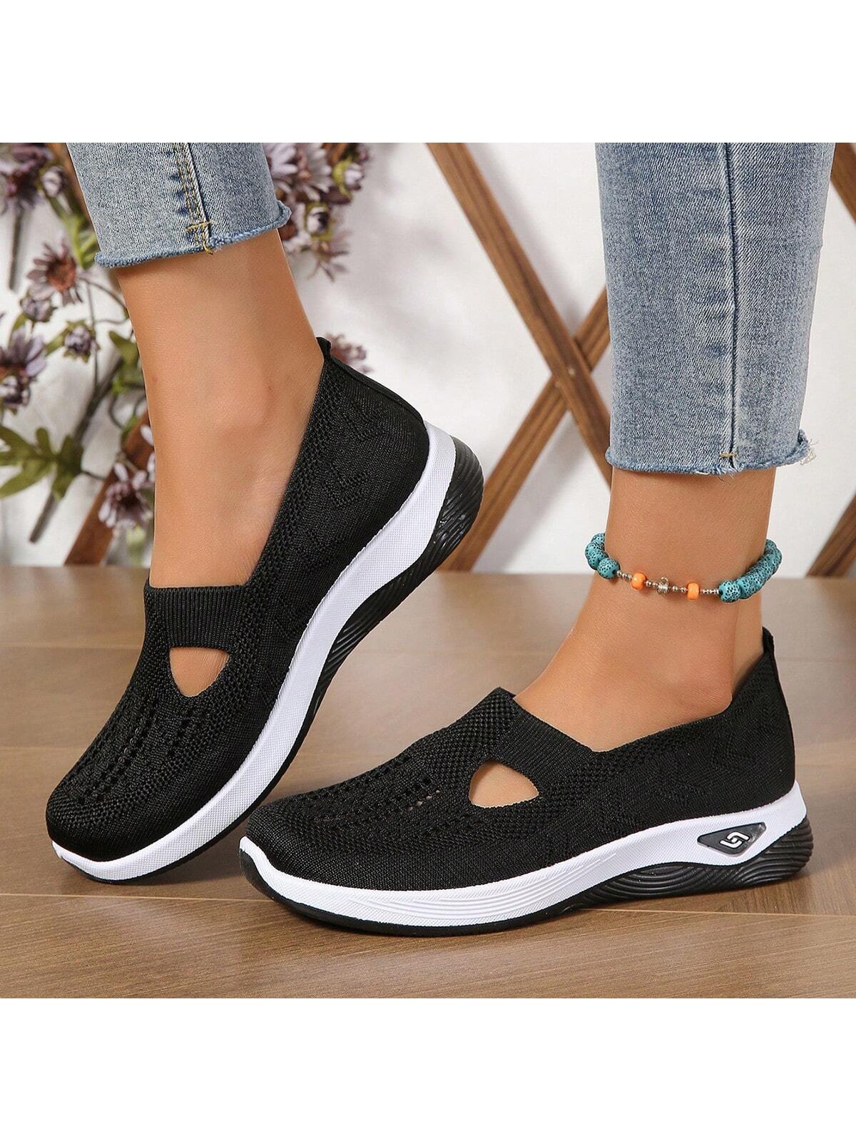 Women's Breathable Soft Bottom Casual Slip-On Mesh Sneakers, Hollow Out Lightweight Sport Shoes, Anti-Slip Walking Shoes, Soft Sole Moms Loafers