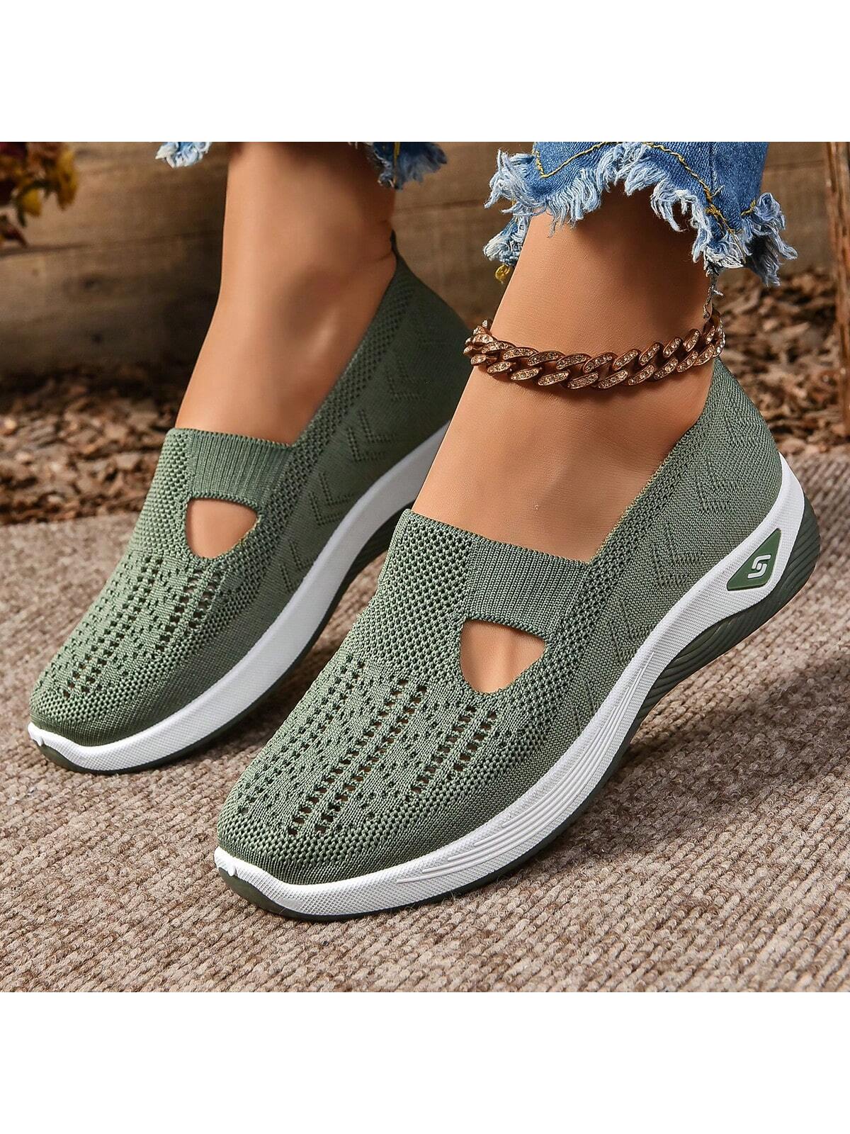 Women's Breathable Soft Bottom Casual Slip-On Mesh Sneakers, Hollow Out Lightweight Sport Shoes, Anti-Slip Walking Shoes, Soft Sole Moms Loafers