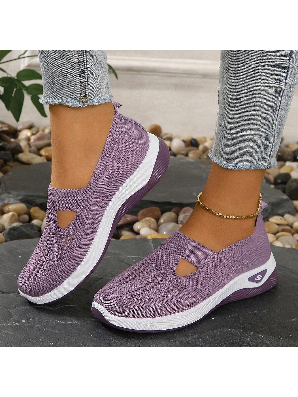 Women's Breathable Soft Bottom Casual Slip-On Mesh Sneakers, Hollow Out Lightweight Sport Shoes, Anti-Slip Walking Shoes, Soft Sole Moms Loafers