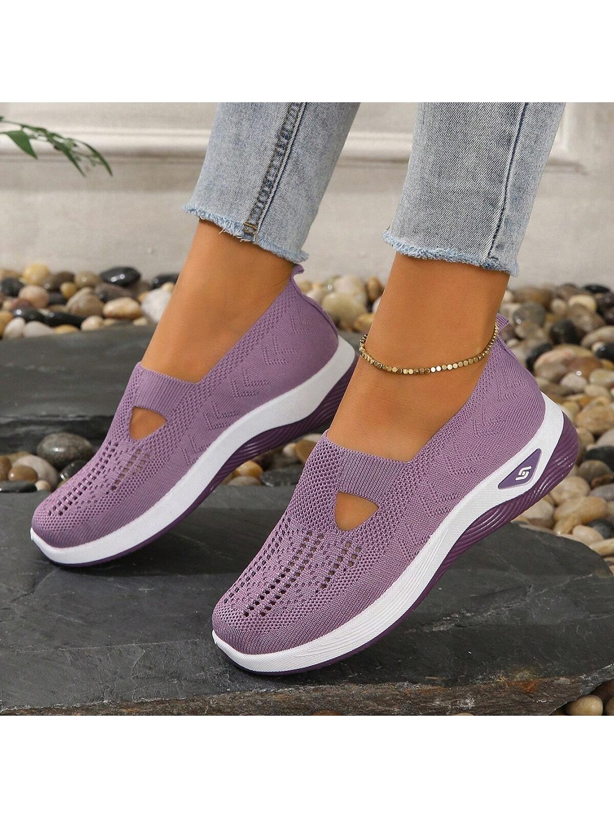 Women's Breathable Soft Bottom Casual Slip-On Mesh Sneakers, Hollow Out Lightweight Sport Shoes, Anti-Slip Walking Shoes, Soft Sole Moms Loafers