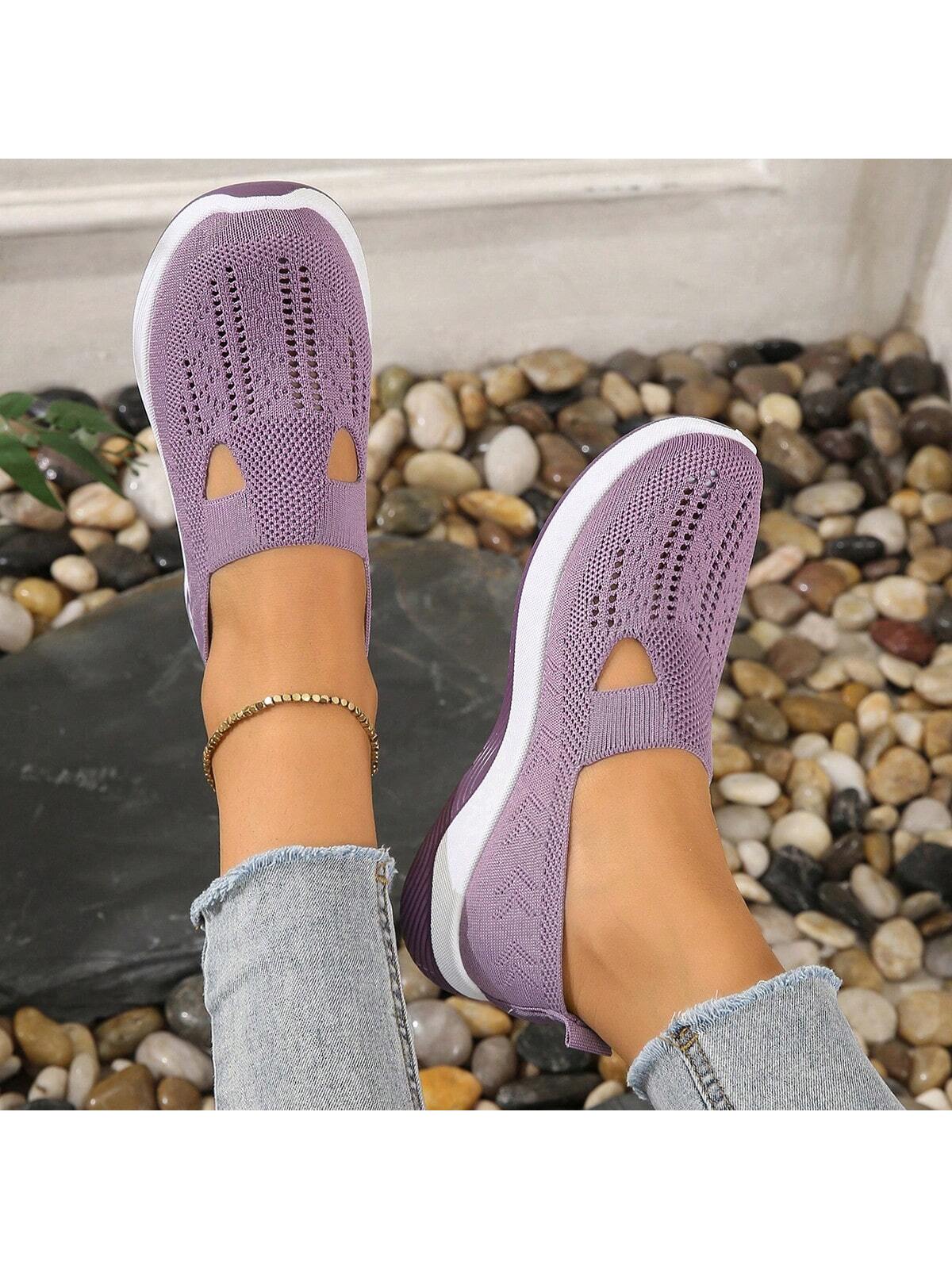 Women's Breathable Soft Bottom Casual Slip-On Mesh Sneakers, Hollow Out Lightweight Sport Shoes, Anti-Slip Walking Shoes, Soft Sole Moms Loafers