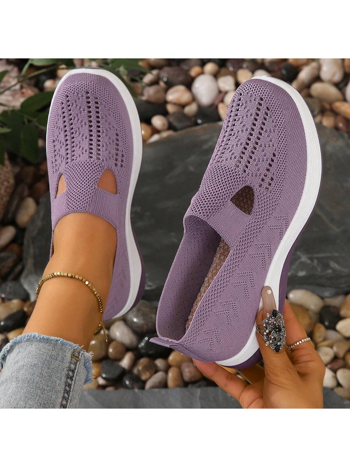 Women's Breathable Soft Bottom Casual Slip-On Mesh Sneakers, Hollow Out Lightweight Sport Shoes, Anti-Slip Walking Shoes, Soft Sole Moms Loafers