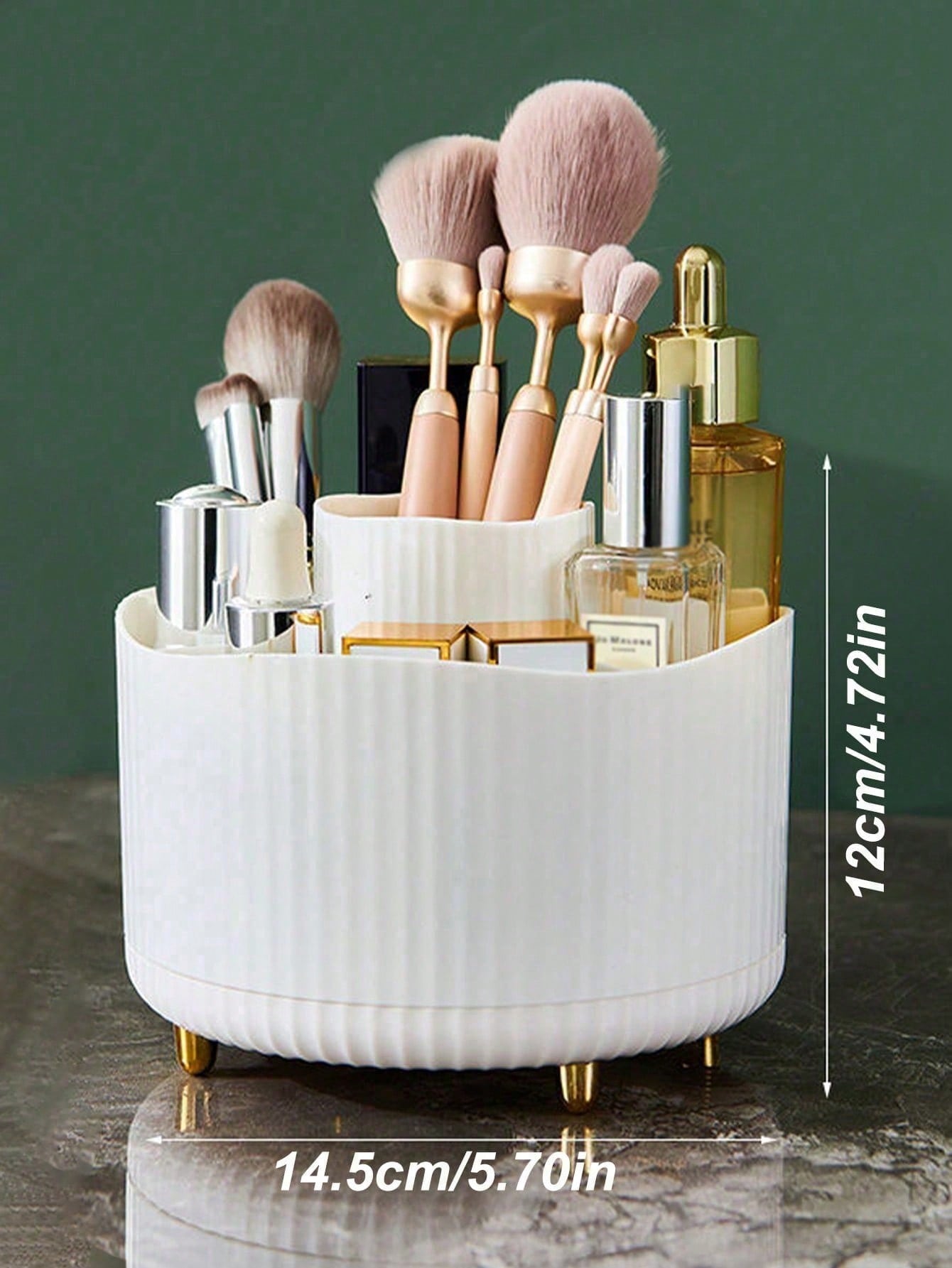 1pc 360° Rotating Makeup Brush Holder Organizer, Cosmetic Storage Cabinet, Makeup & Skincare Caddy, Comes With Gift Box Packaging, Suitable For Vanity, Desk, Bathroom