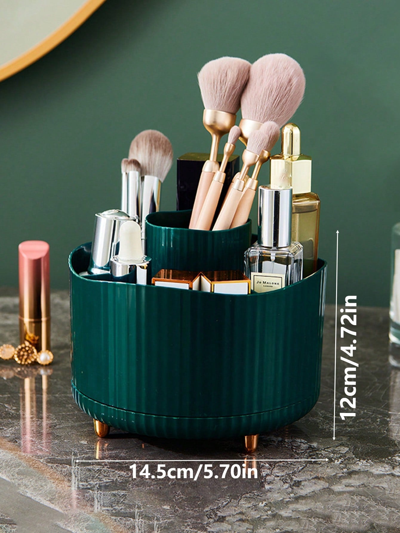 1pc 360° Rotating Makeup Brush Holder Organizer, Cosmetic Storage Cabinet, Makeup & Skincare Caddy, Comes With Gift Box Packaging, Suitable For Vanity, Desk, Bathroom