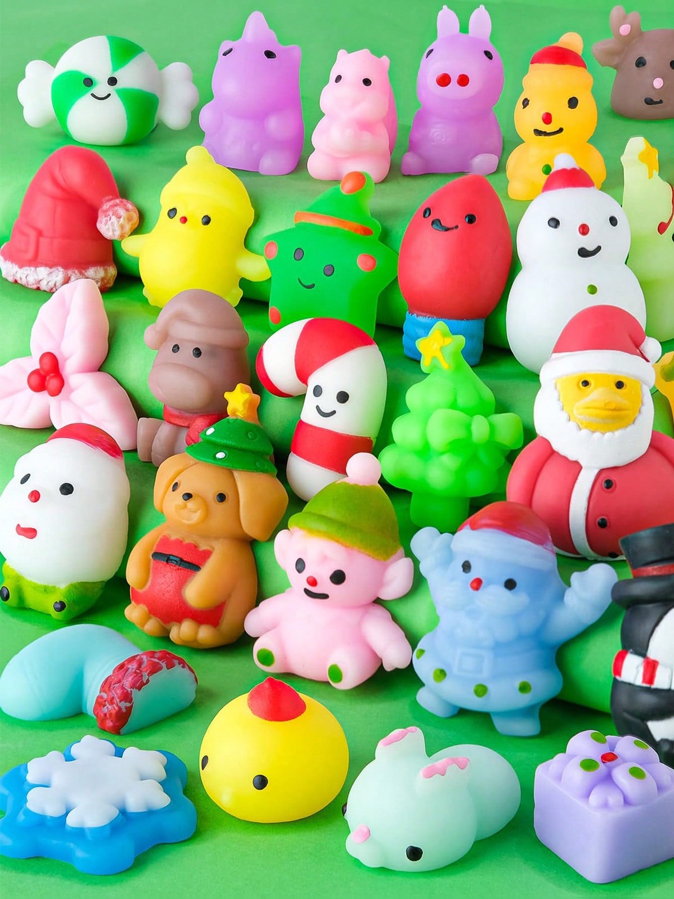 20pcs Random Kawaii Mochi Squishy Toys, Mini Stress Relief Toys Gifts, Holiday Stocking Stuffers Supplies For Adults, Christmas Gift Filler,Christmas